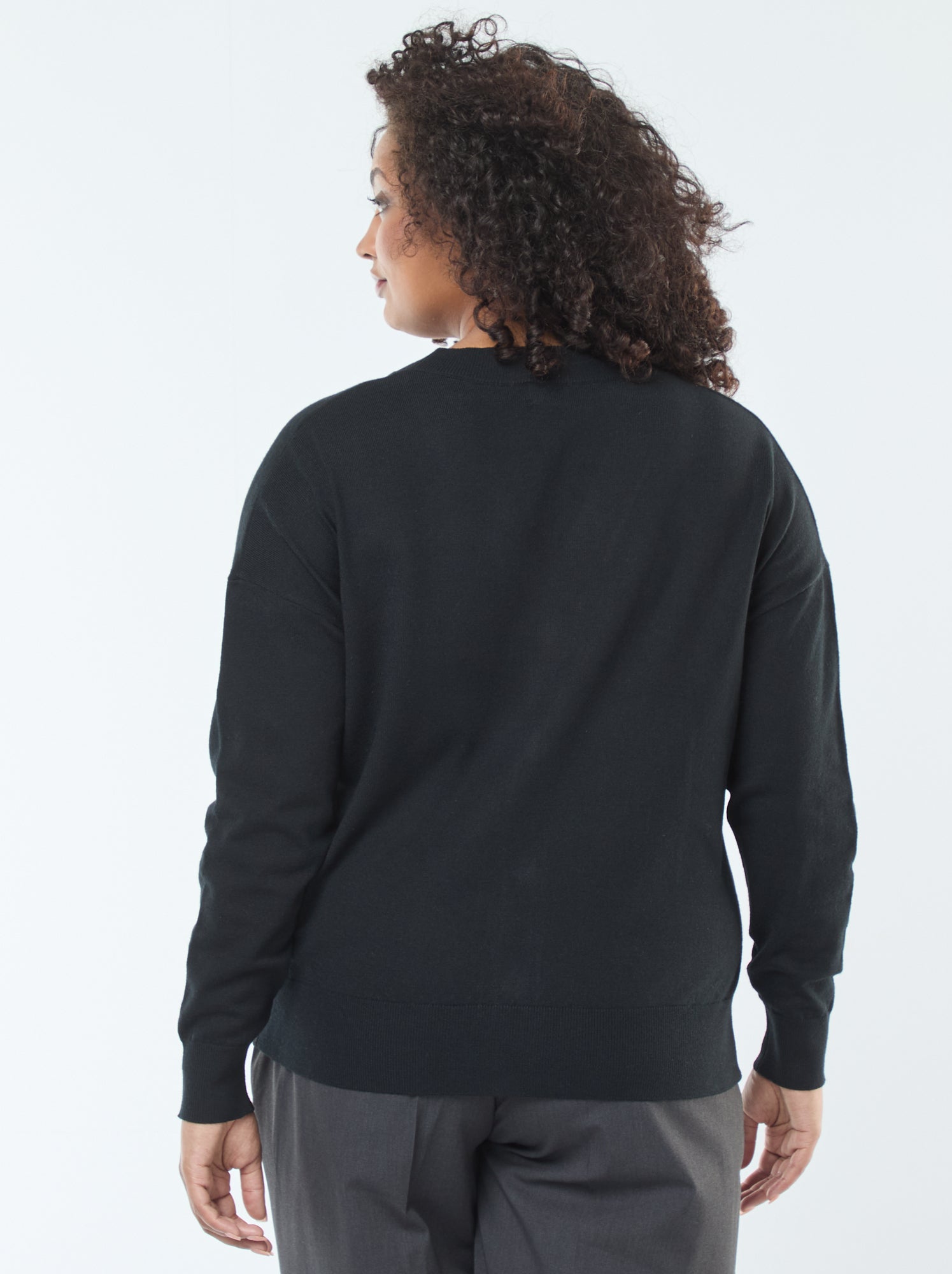 Gilet en maille fine avec ouverture boutonnée - Noir