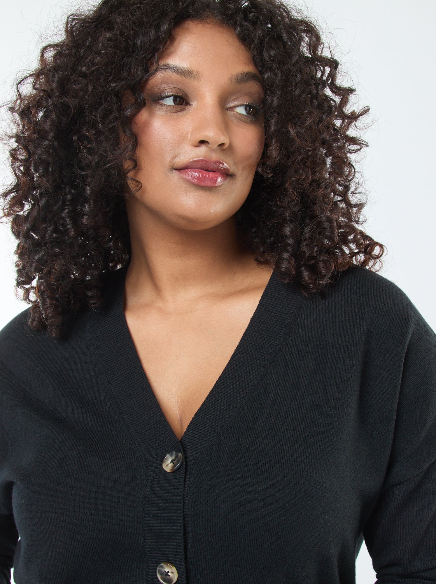 Gilet en maille fine avec ouverture boutonnée - Noir