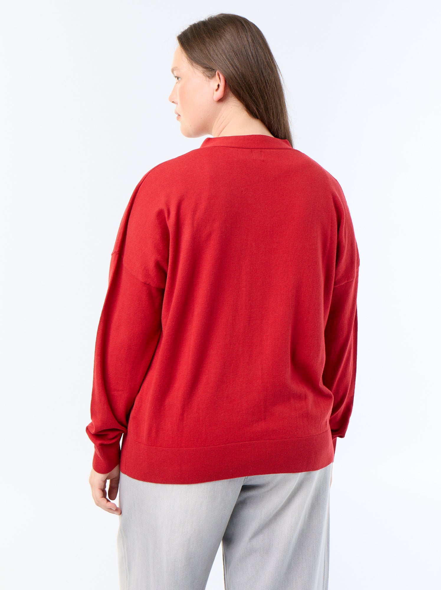 Gilet en maille fine avec ouverture boutonnée - Rouge