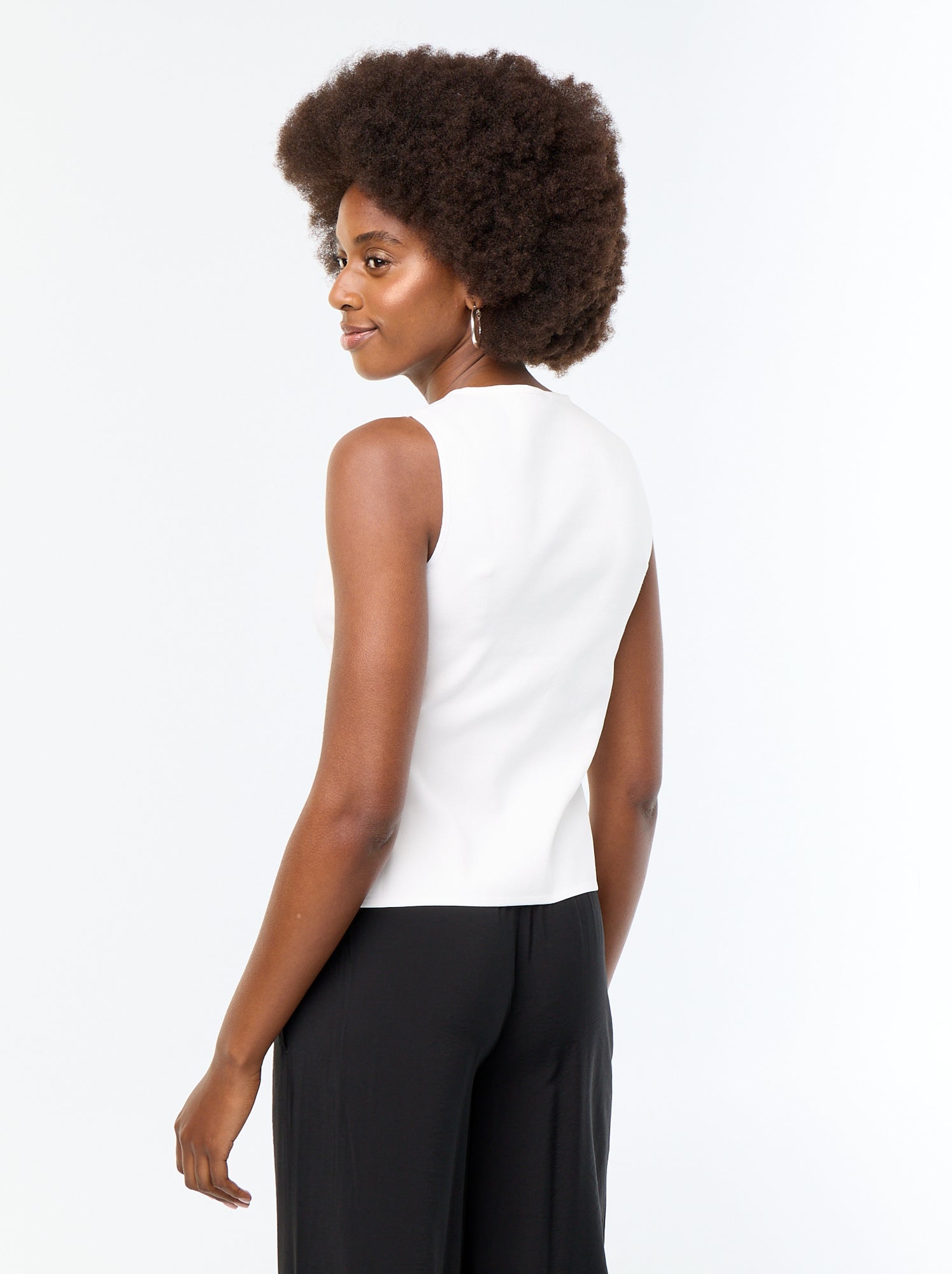 Gilet en maille fine jauge sans manches - Blanc
