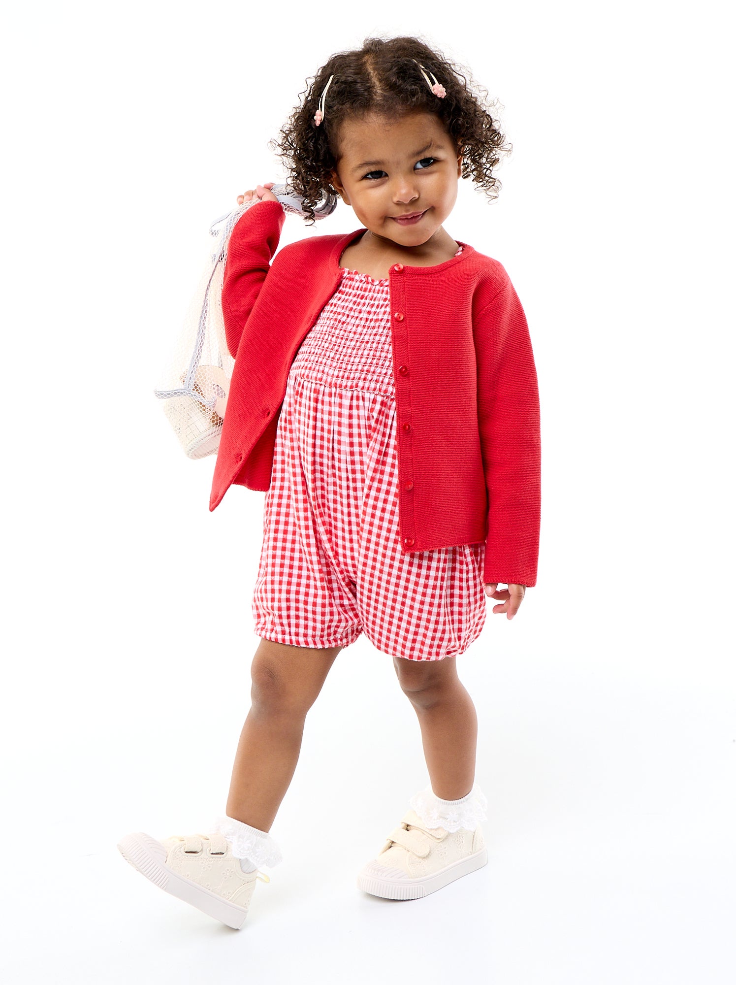 Gilet en maille fine jauge uni - Rouge