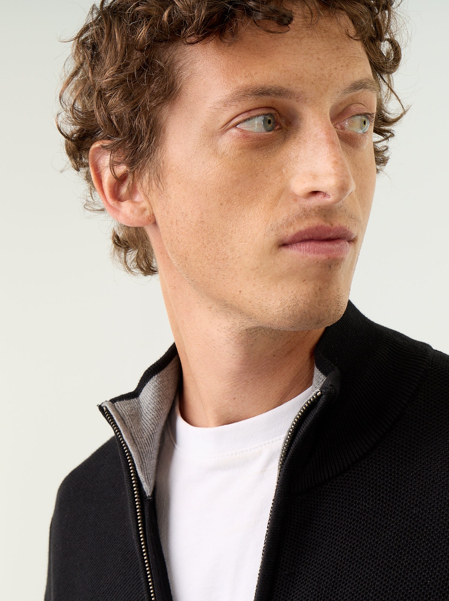 Gilet en maille fine jauge zippé - Noir