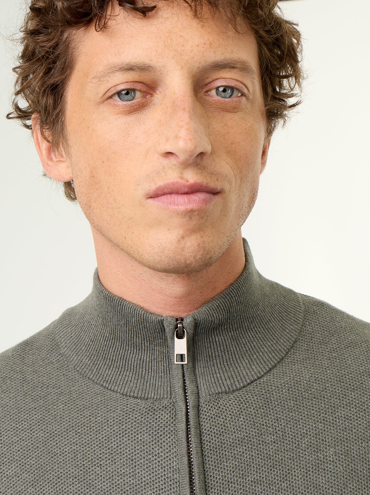 Gilet en maille fine jauge zippé - Vert