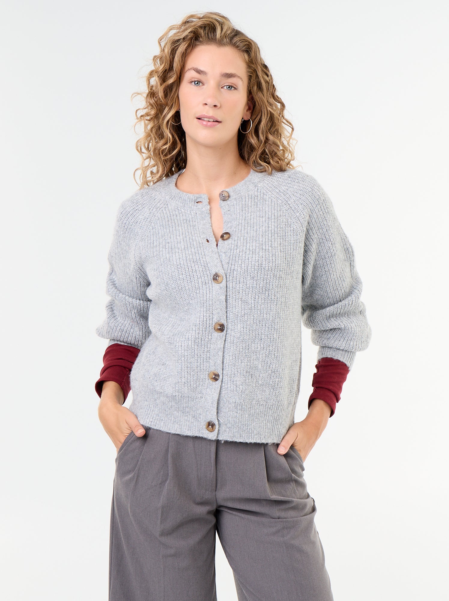 Gilet en maille grosse jauge - Gris (GFP45_4)