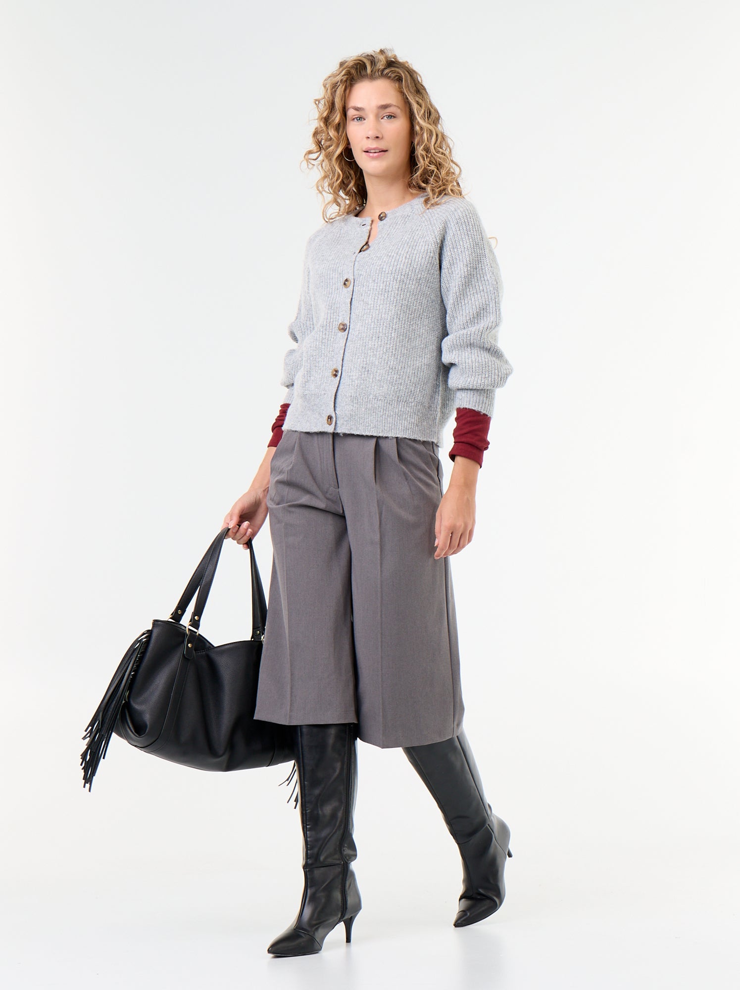 Gilet en maille grosse jauge - Gris (GFP45_4)