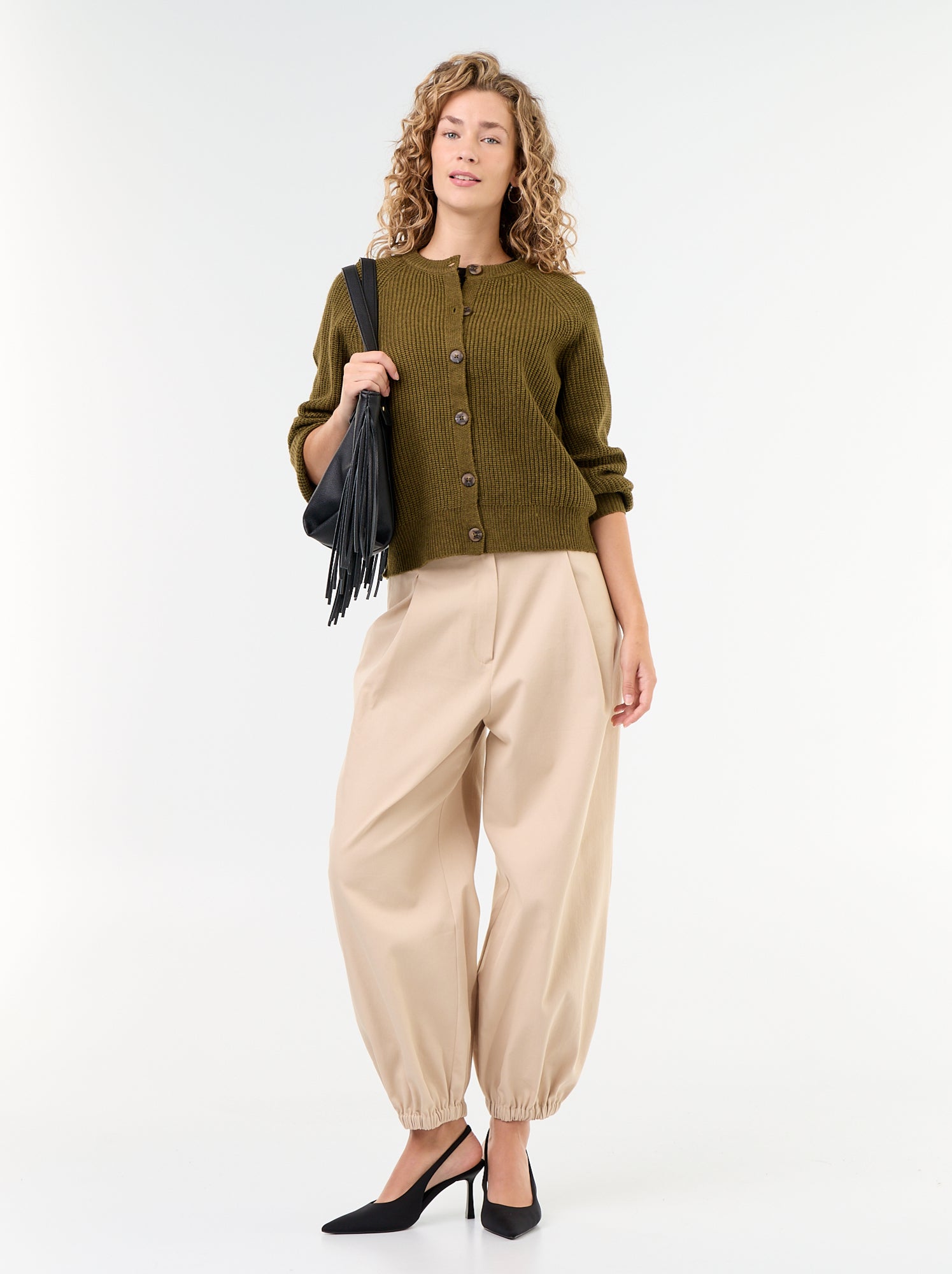 Gilet en maille grosse jauge - Kaki