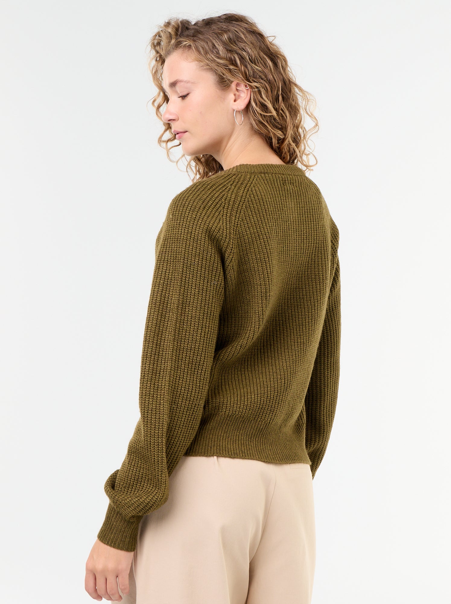 Gilet en maille grosse jauge - Kaki