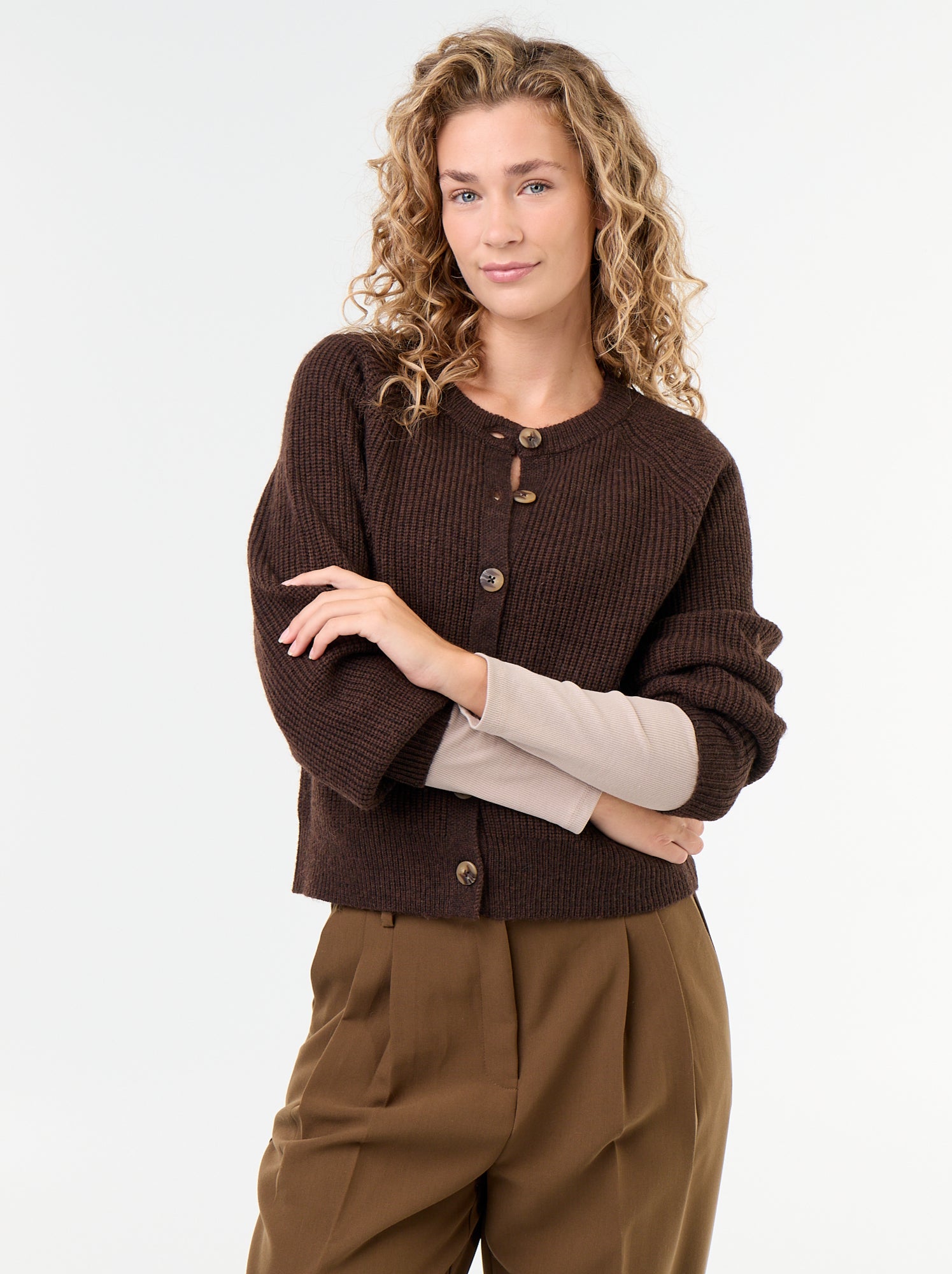 Gilet en maille grosse jauge - Marron