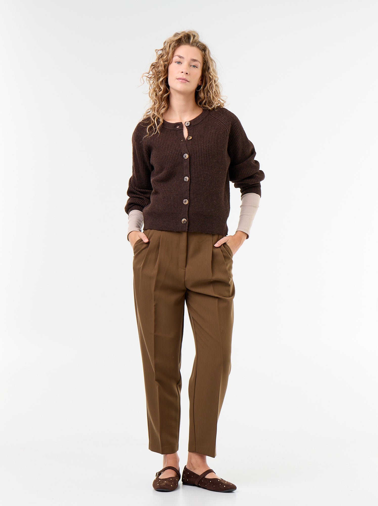 Gilet en maille grosse jauge - Marron