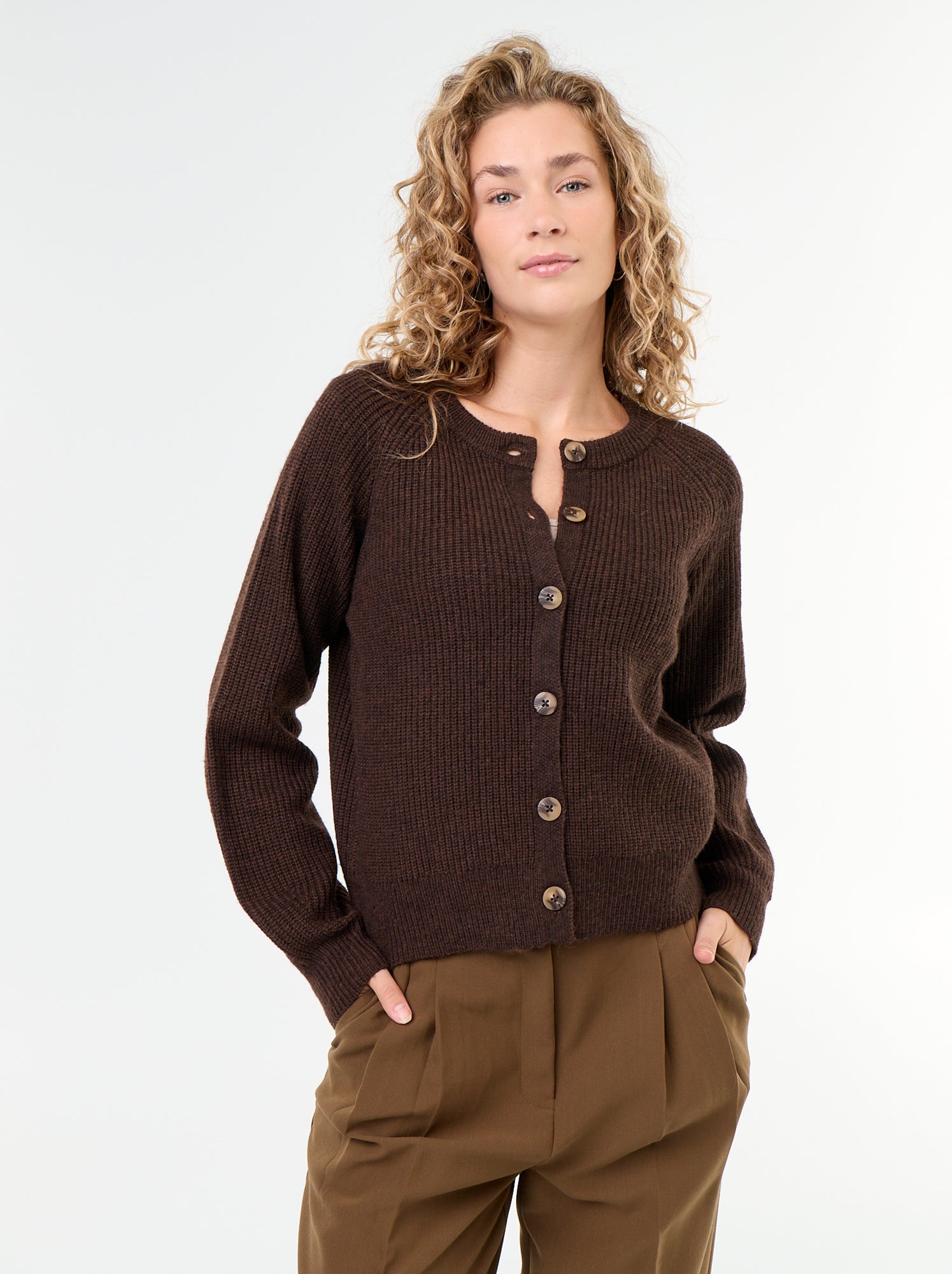 Gilet en maille grosse jauge - Marron