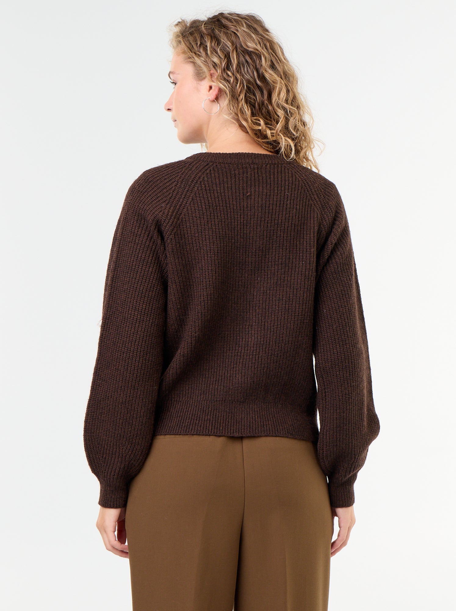 Gilet en maille grosse jauge - Marron