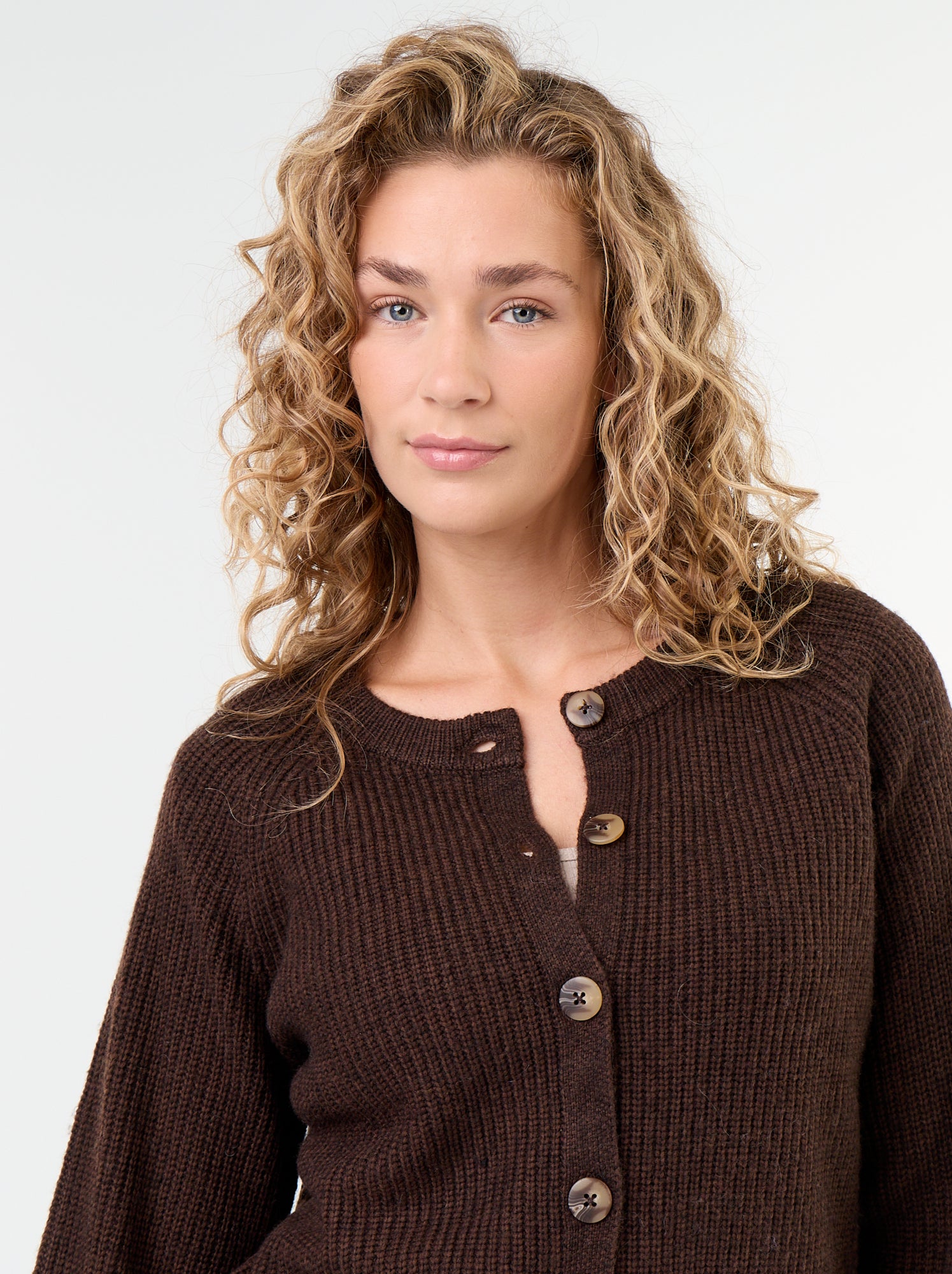Gilet en maille grosse jauge - Marron