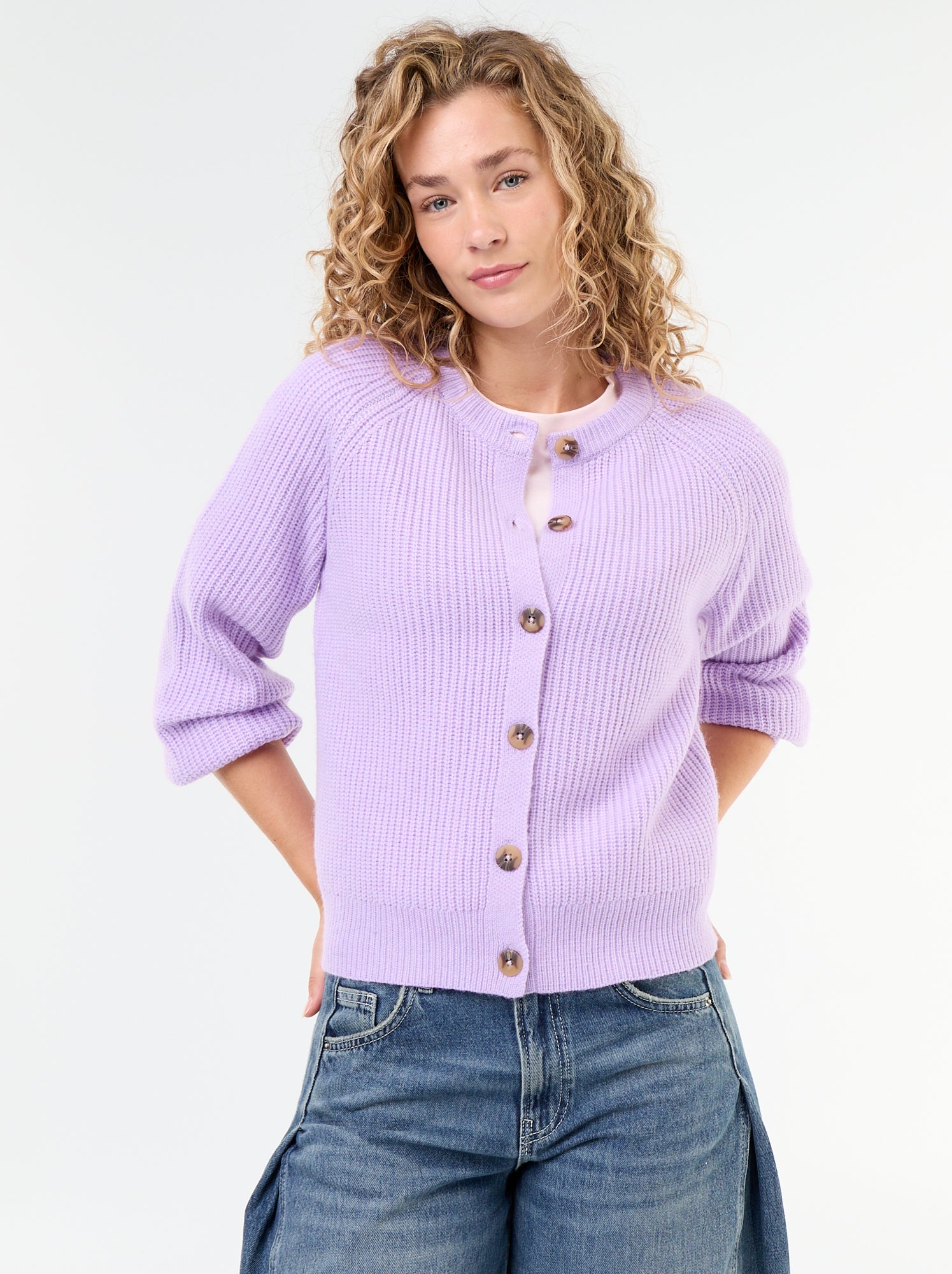 Gilet en maille grosse jauge - Violet