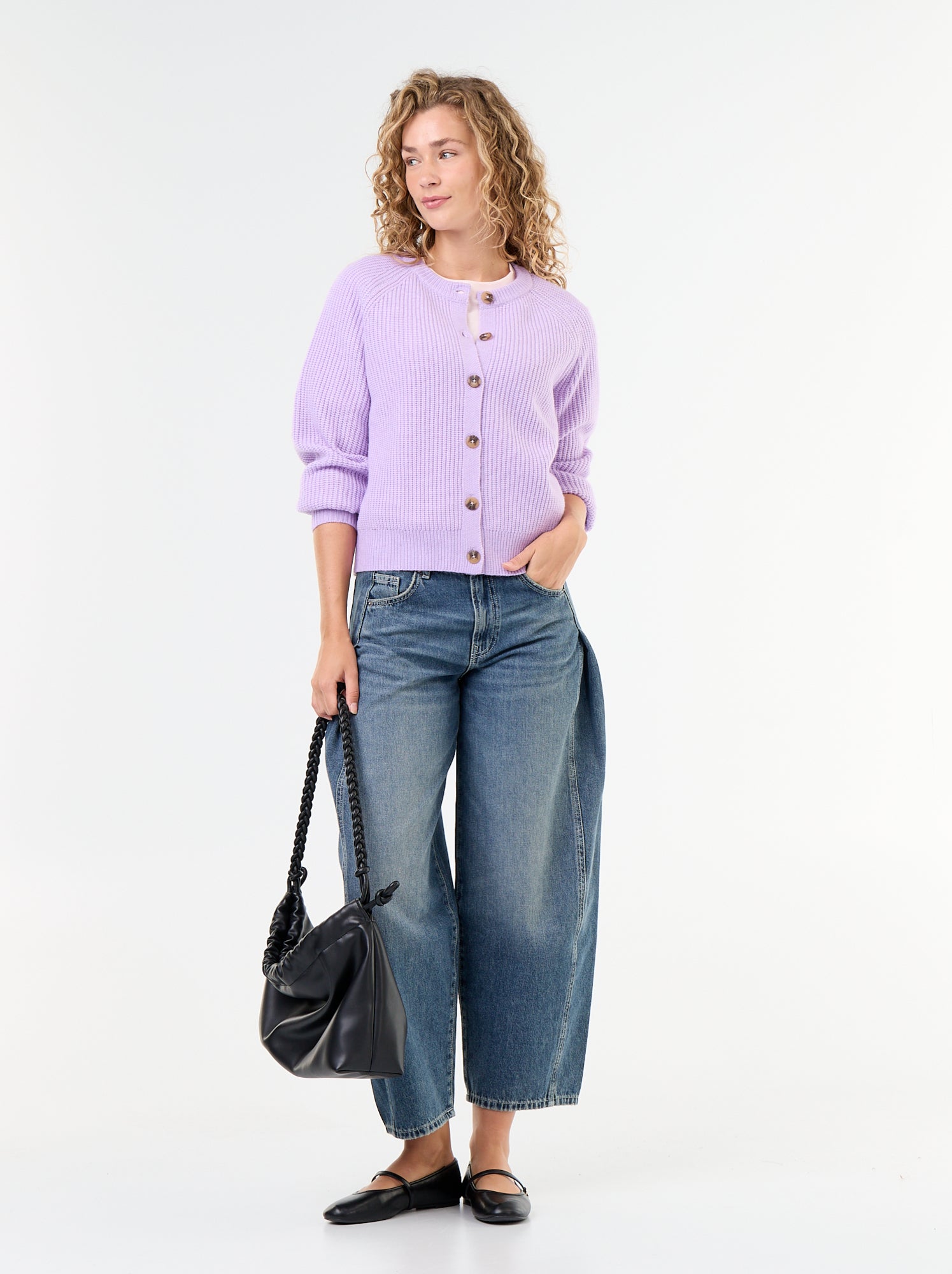Gilet en maille grosse jauge - Violet