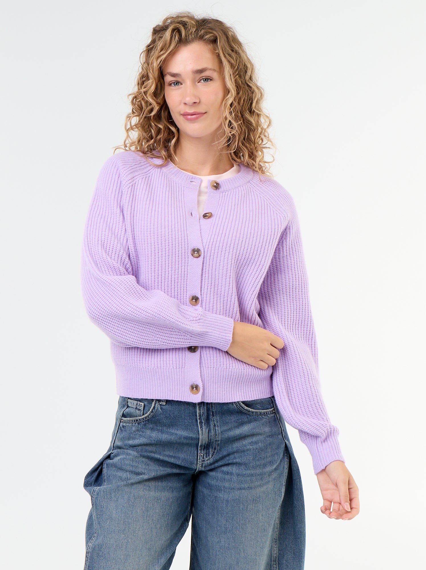Gilet en maille grosse jauge - Violet