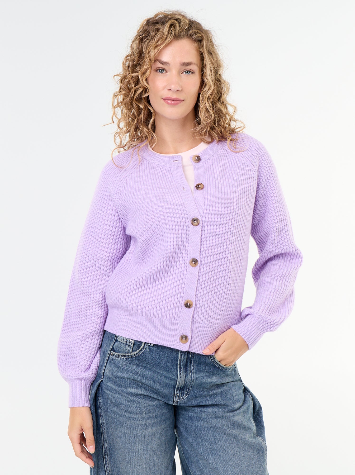 Gilet en maille grosse jauge - Violet