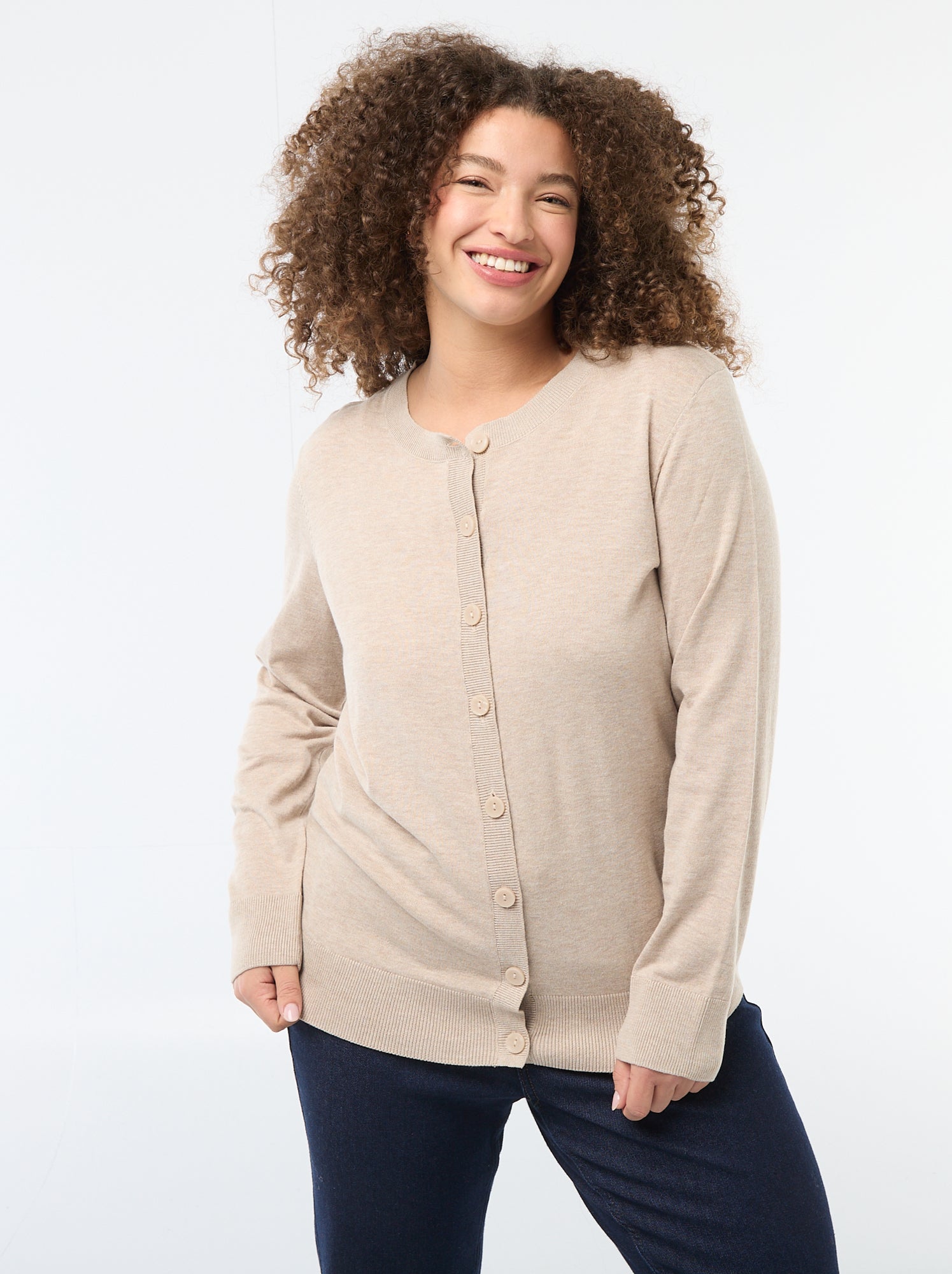 Gilet en maille uni - Beige