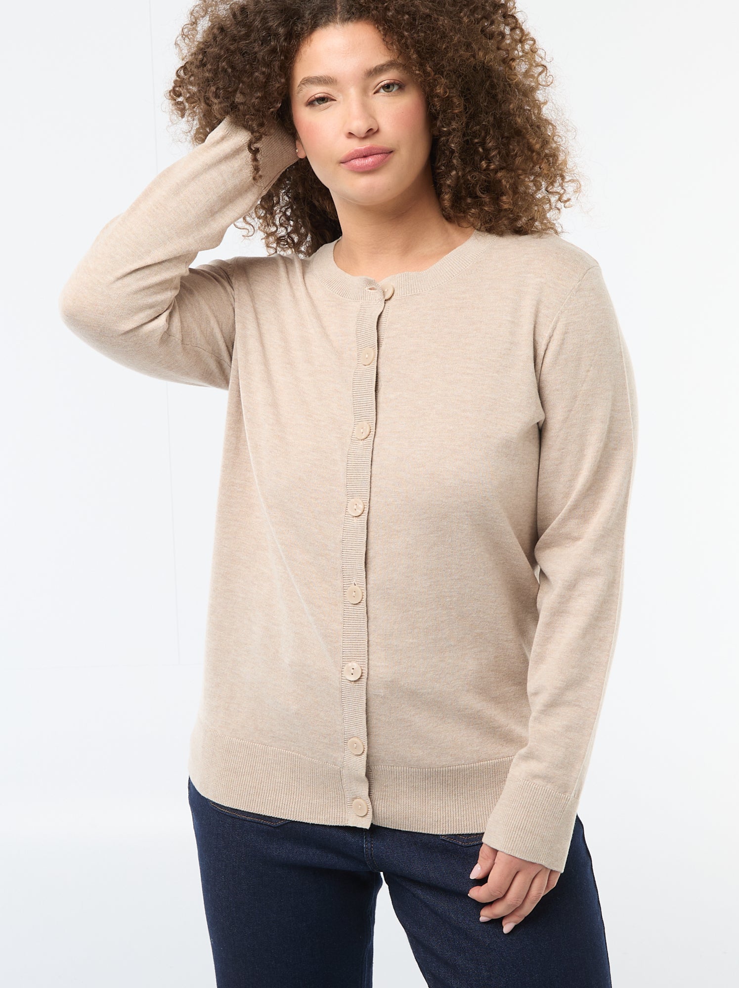 Gilet en maille uni - Beige