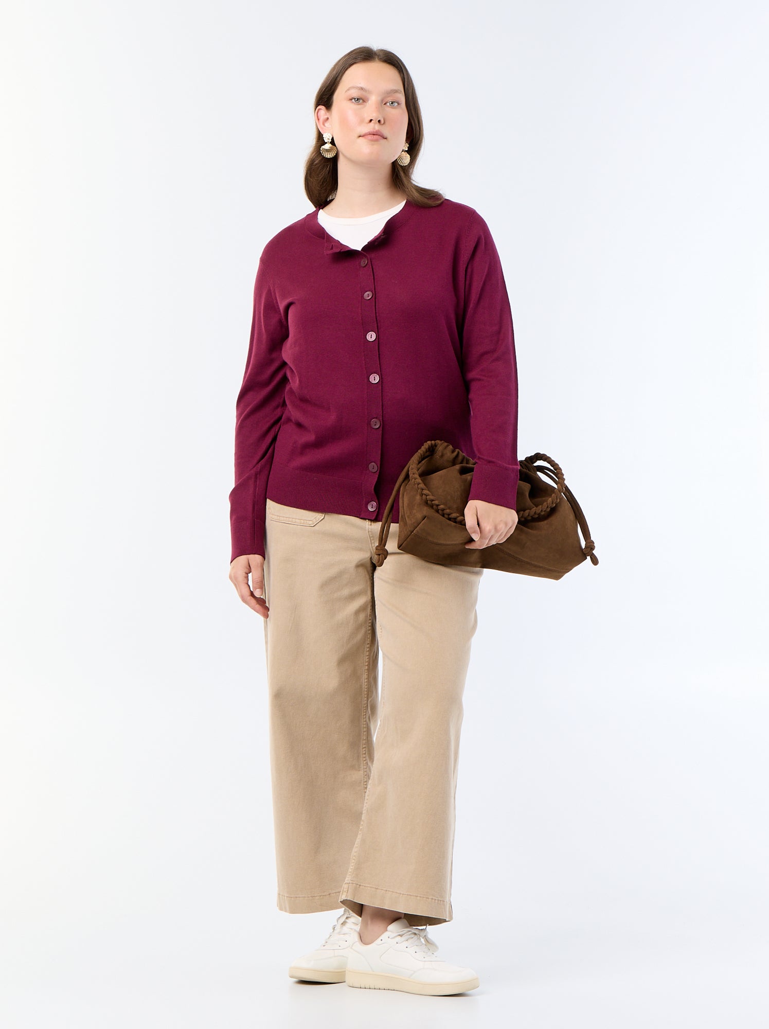 Gilet en maille uni - Bordeaux