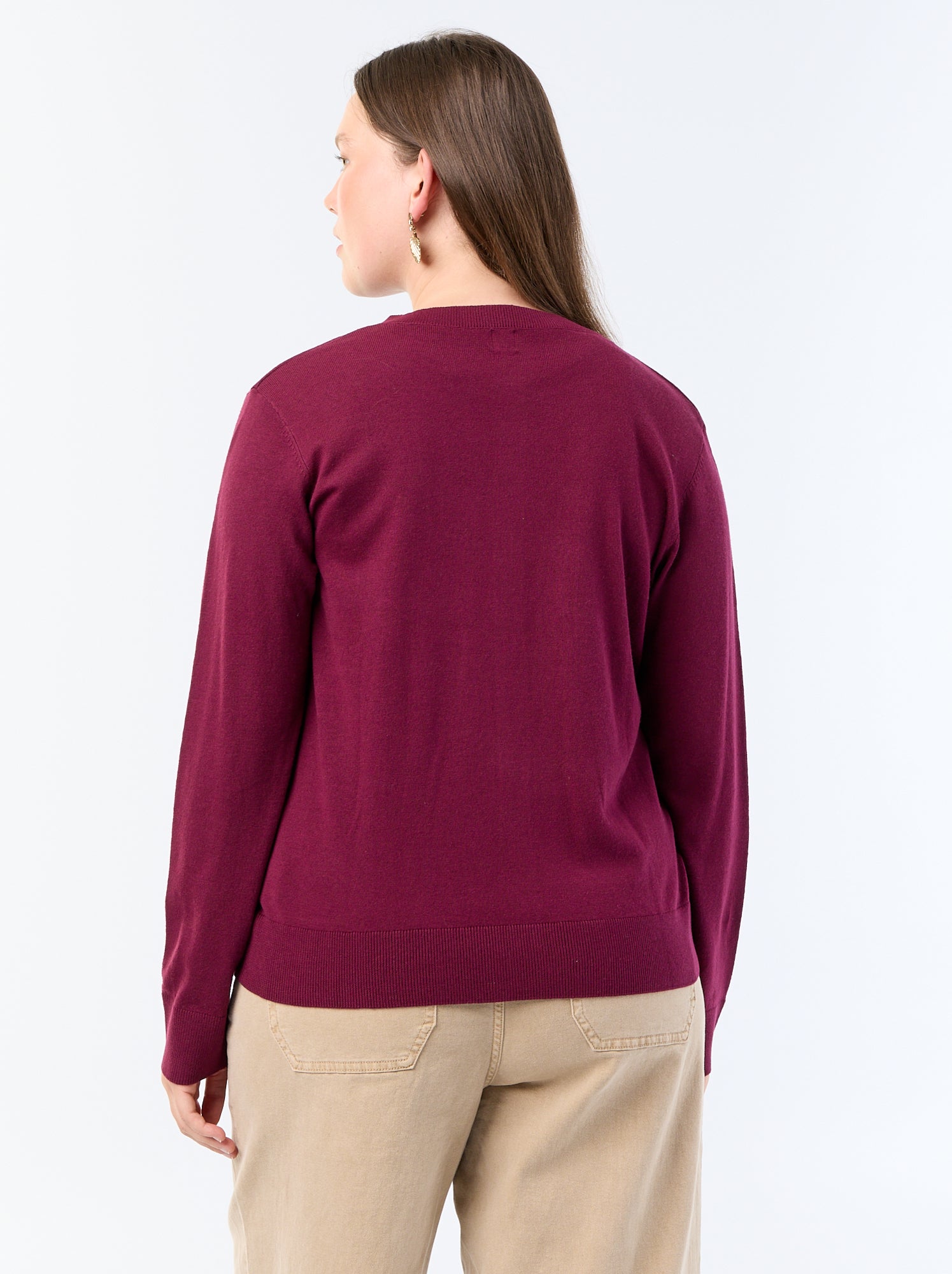 Gilet en maille uni - Bordeaux