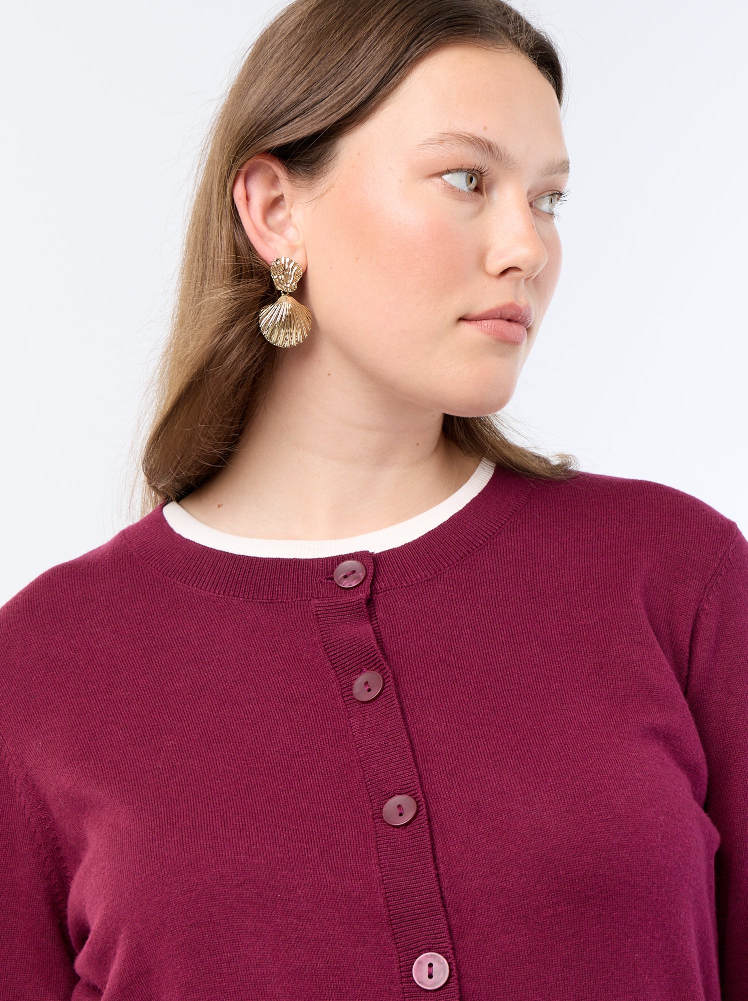 Gilet en maille uni - Bordeaux