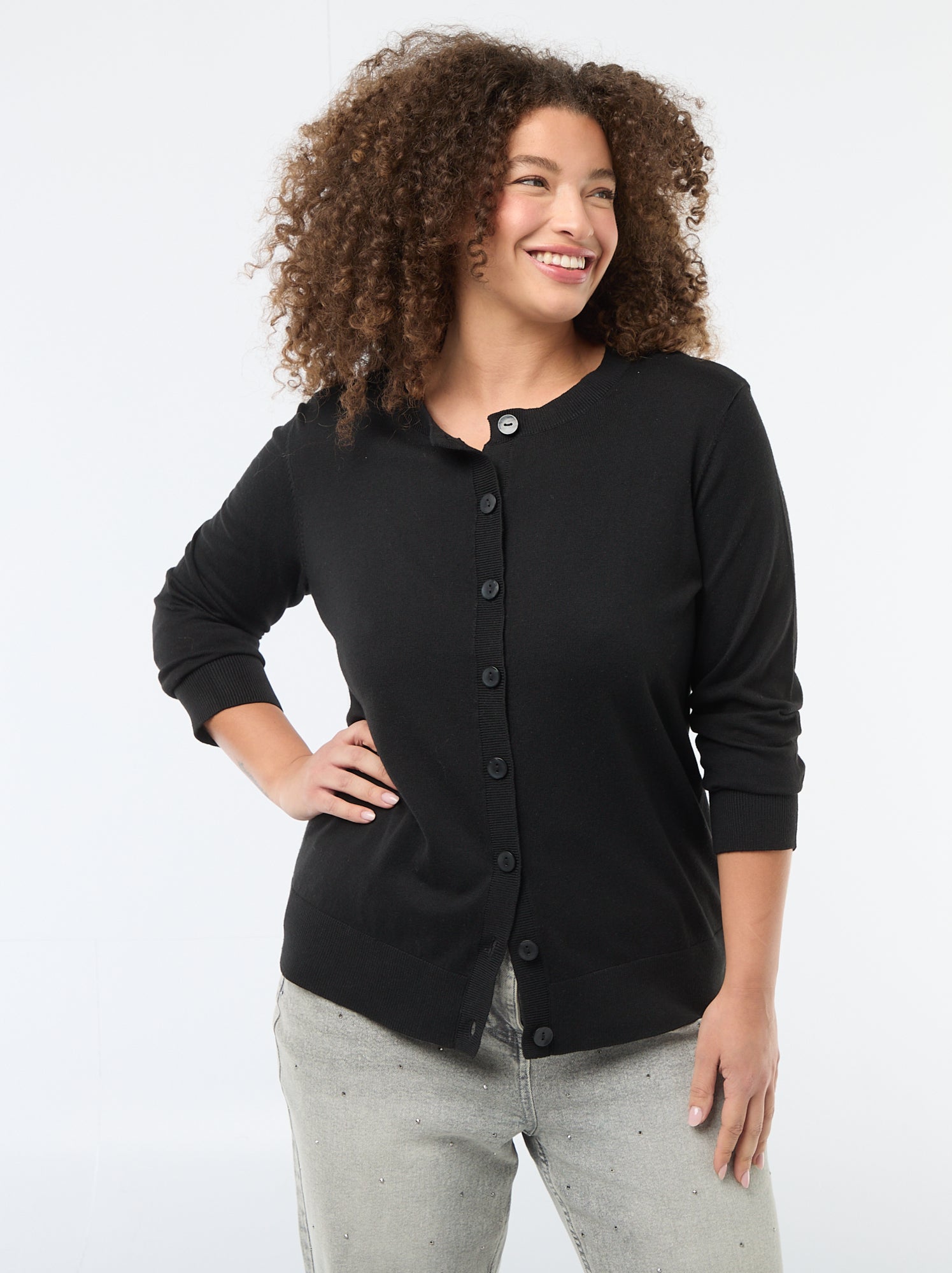 Gilet en maille uni - Noir