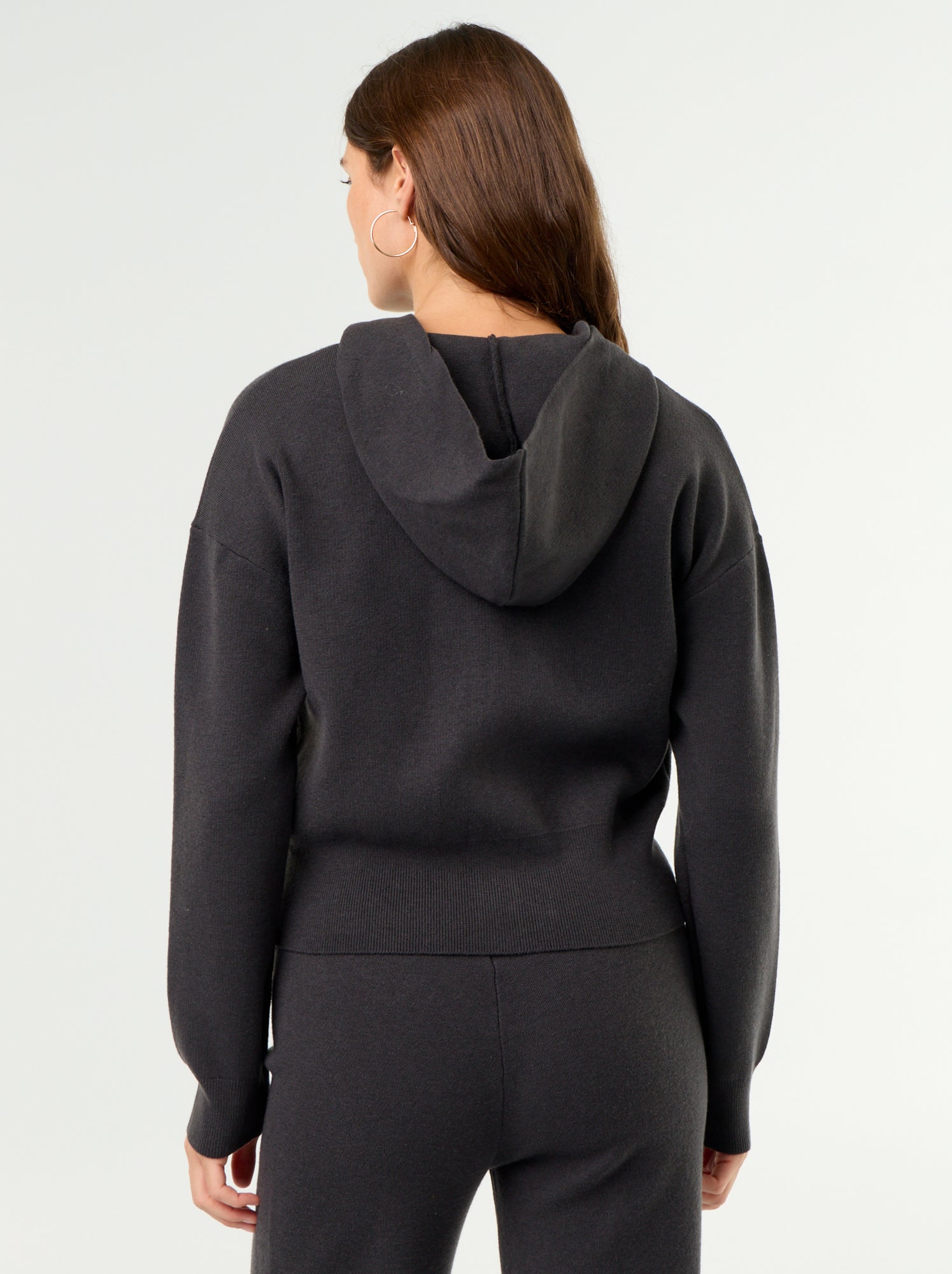Gilet en matière ottoman à capuche - Noir
