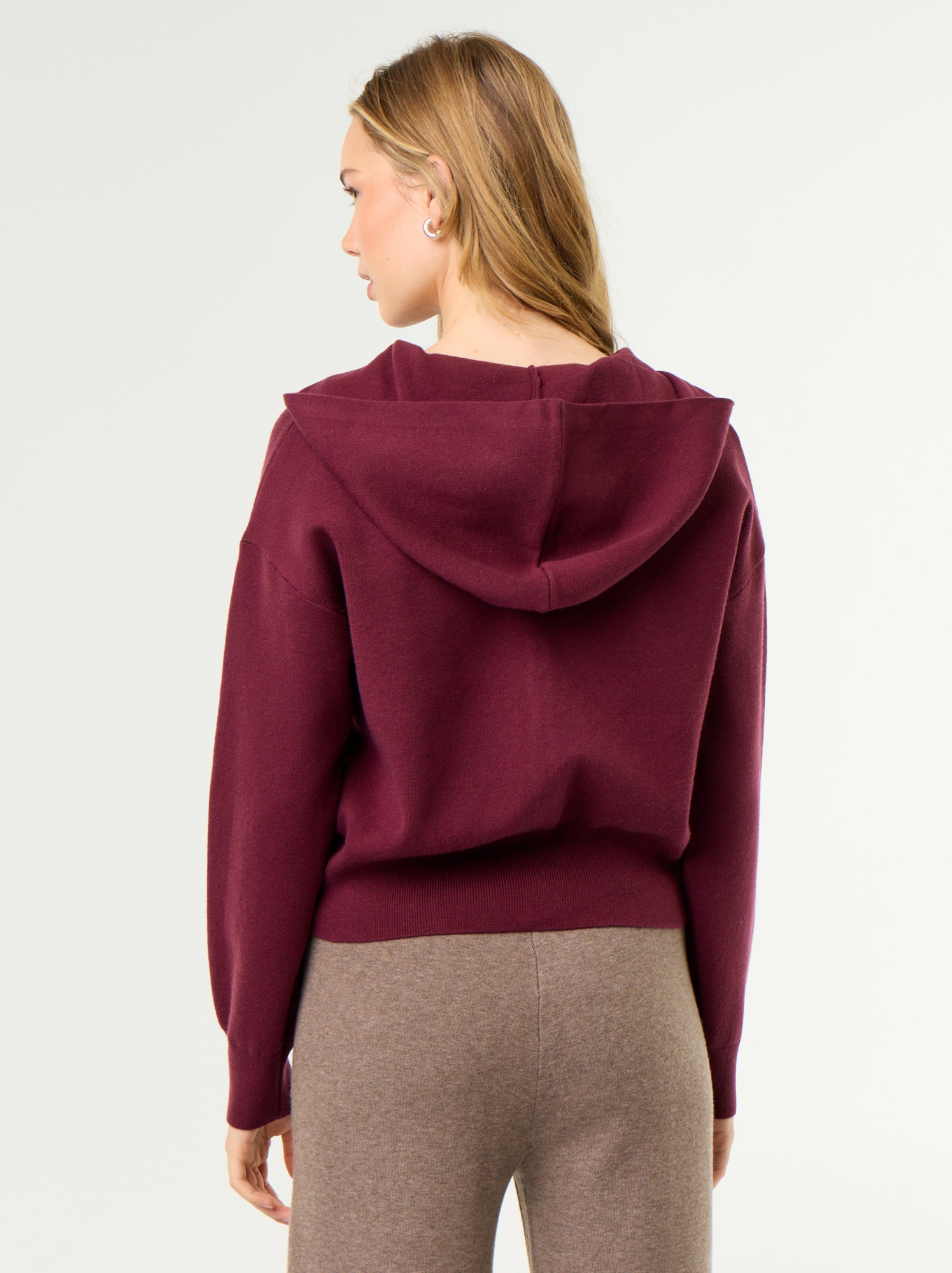 Gilet en matière ottoman à capuche - Rose