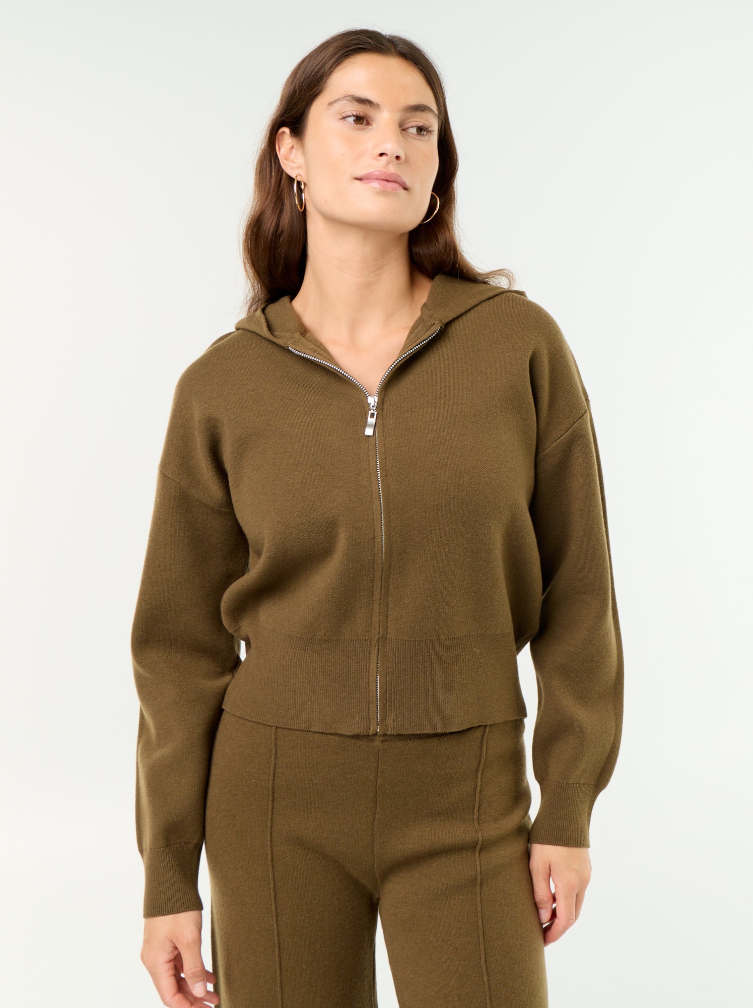 Gilet en matière ottoman à capuche - Vert