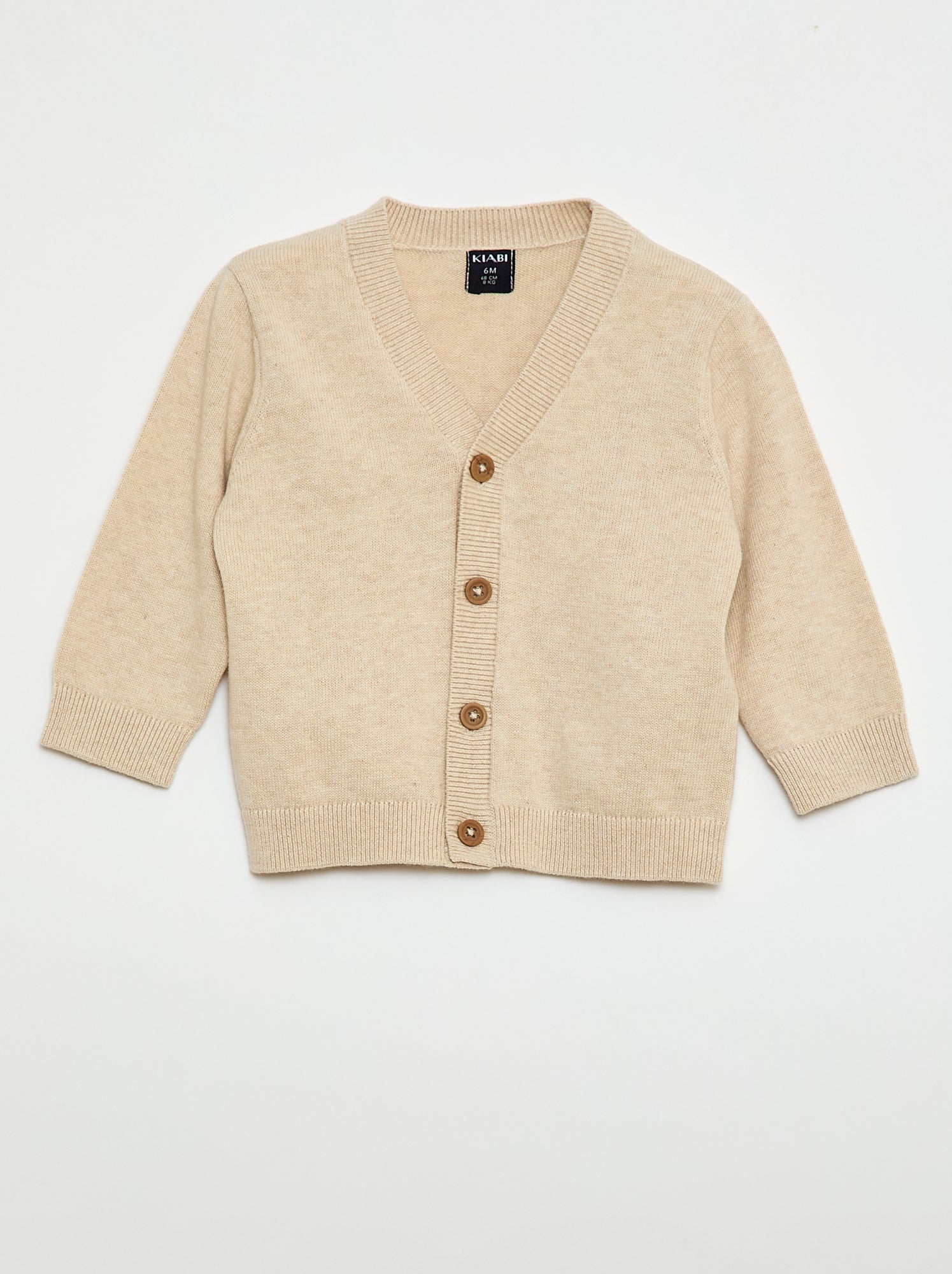Gilet fine jauge col V - Beige