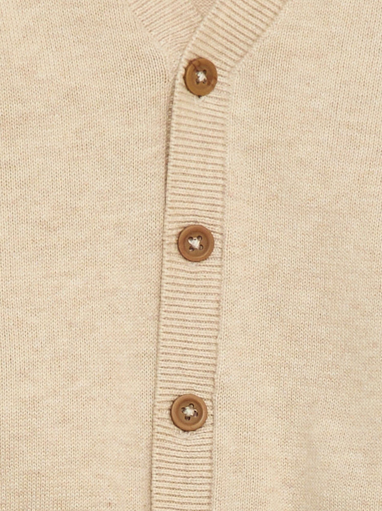 Gilet fine jauge col V - Beige