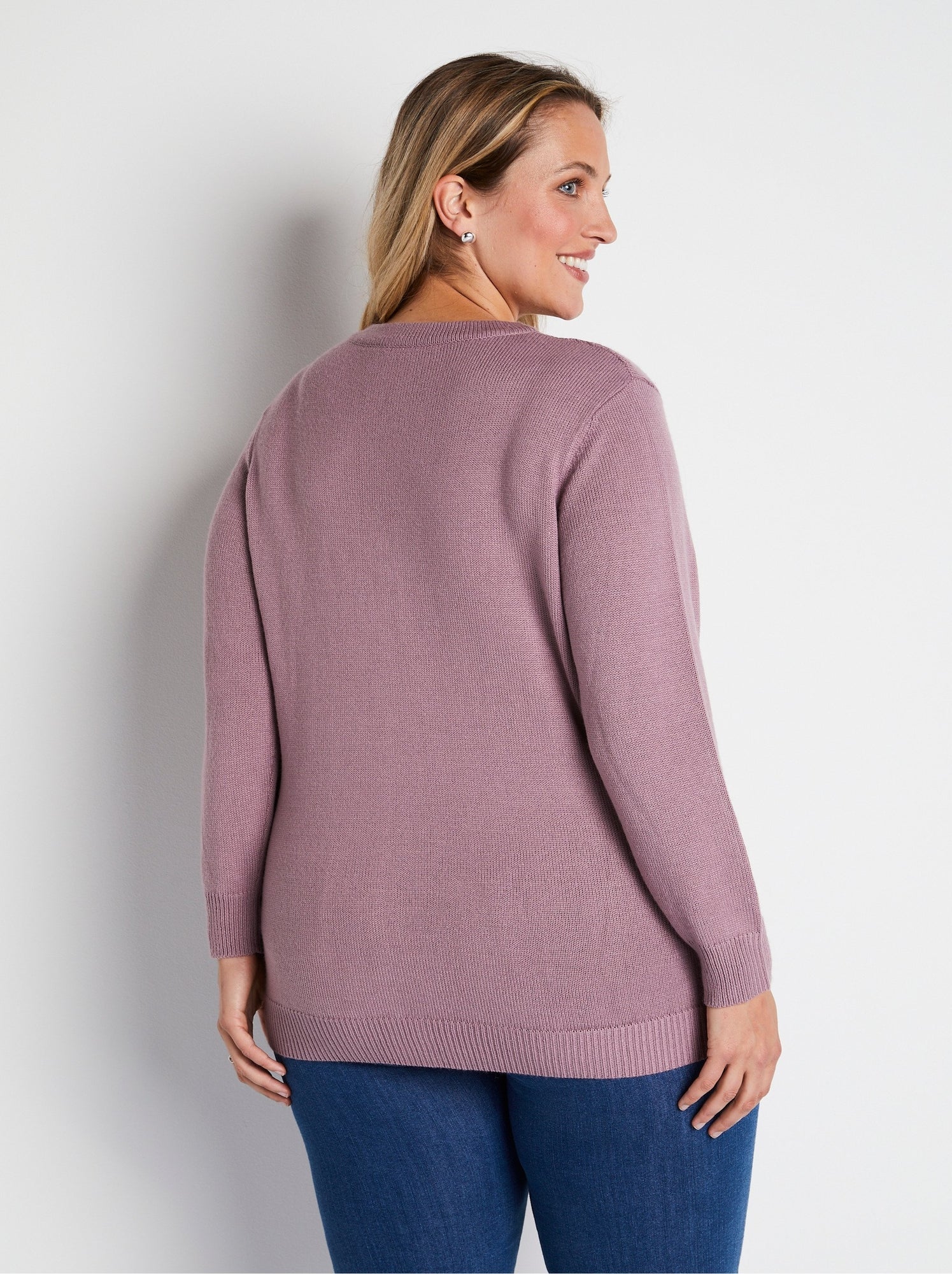 Gilet long boutonné brodé perlé col v - afibel - Violet