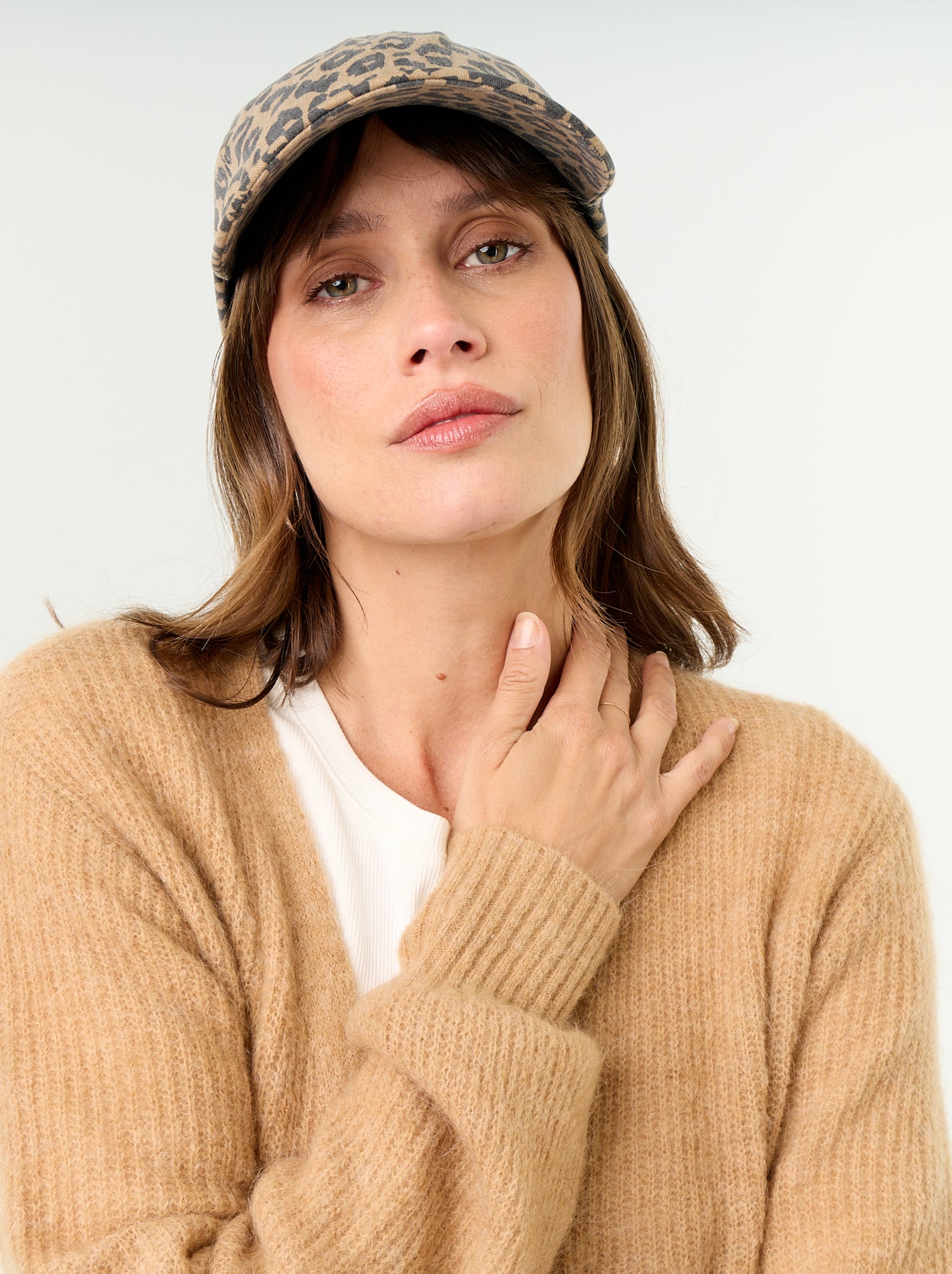 Gilet long de maternité en mohair mélangé - Beige