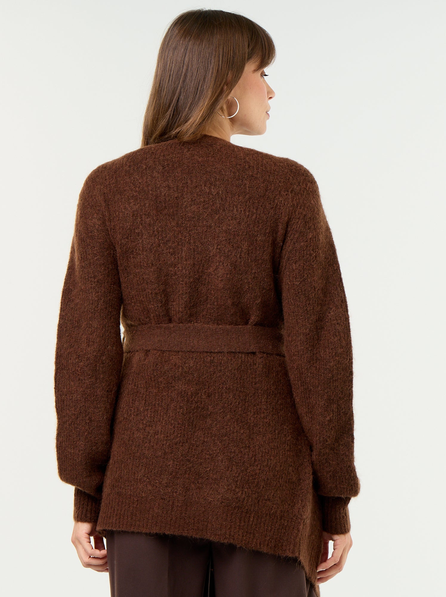 Gilet long de maternité en mohair mélangé - Marron