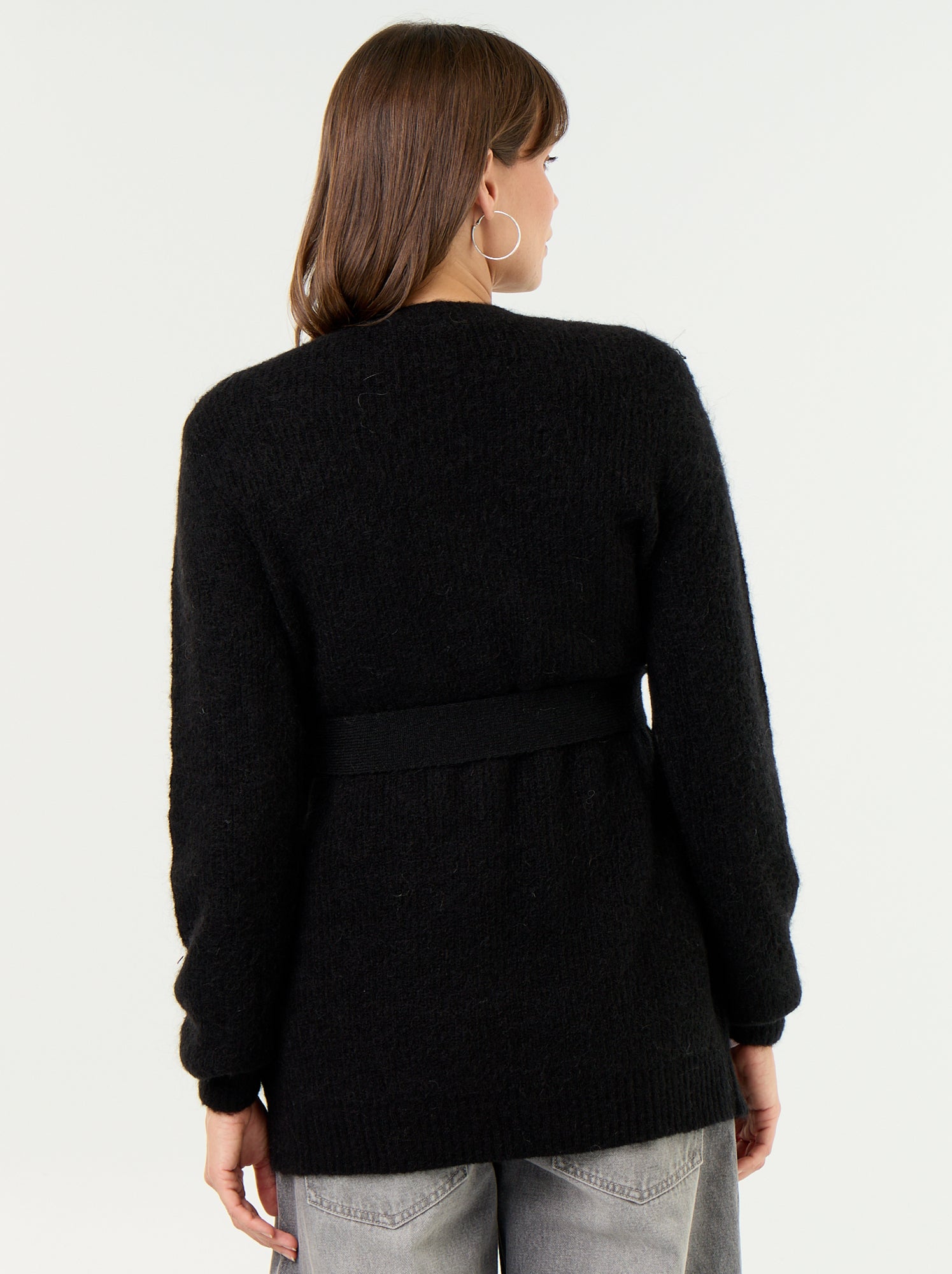 Gilet long de maternité en mohair mélangé - Noir