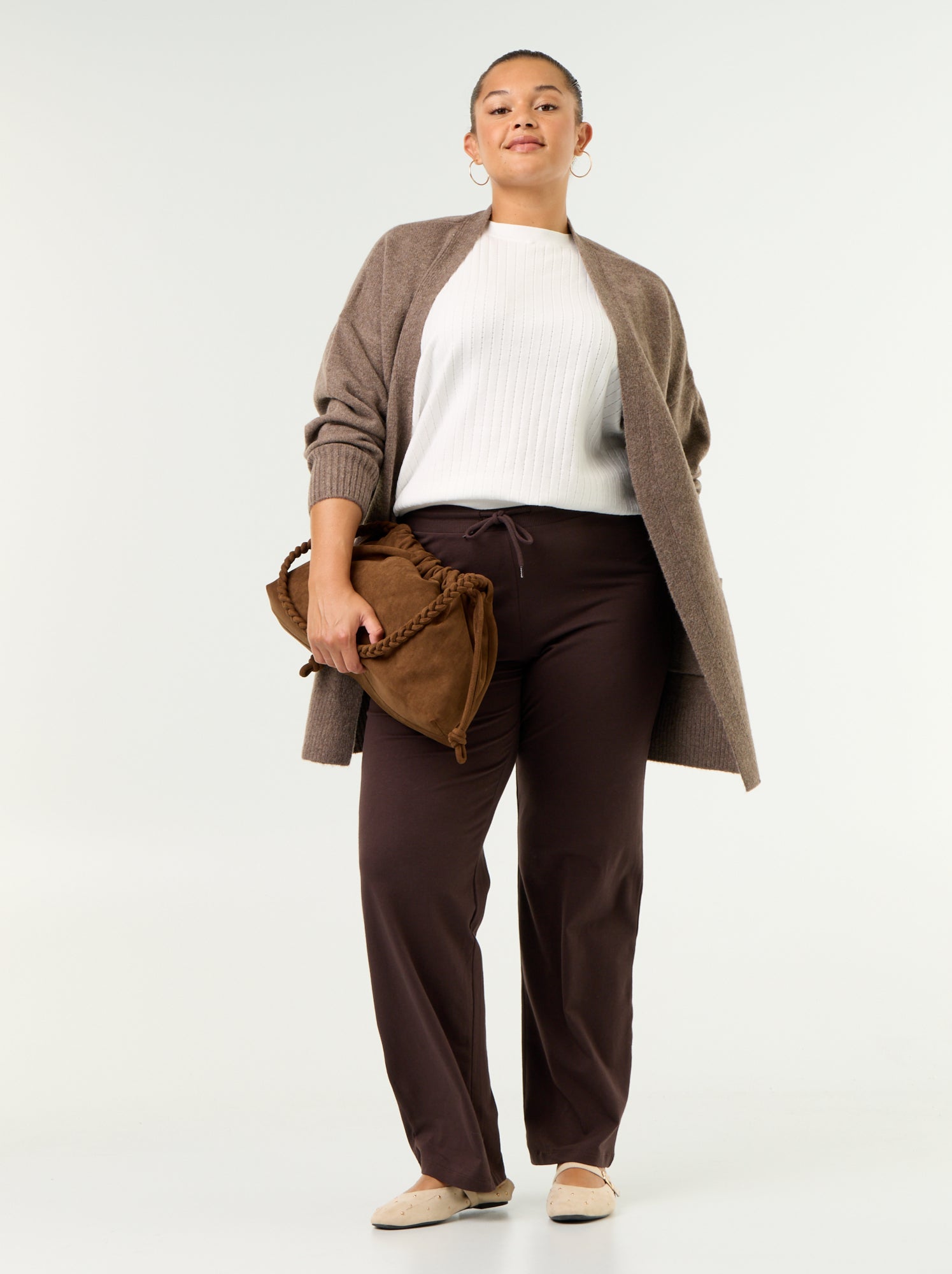 Gilet long ouvert - Marron