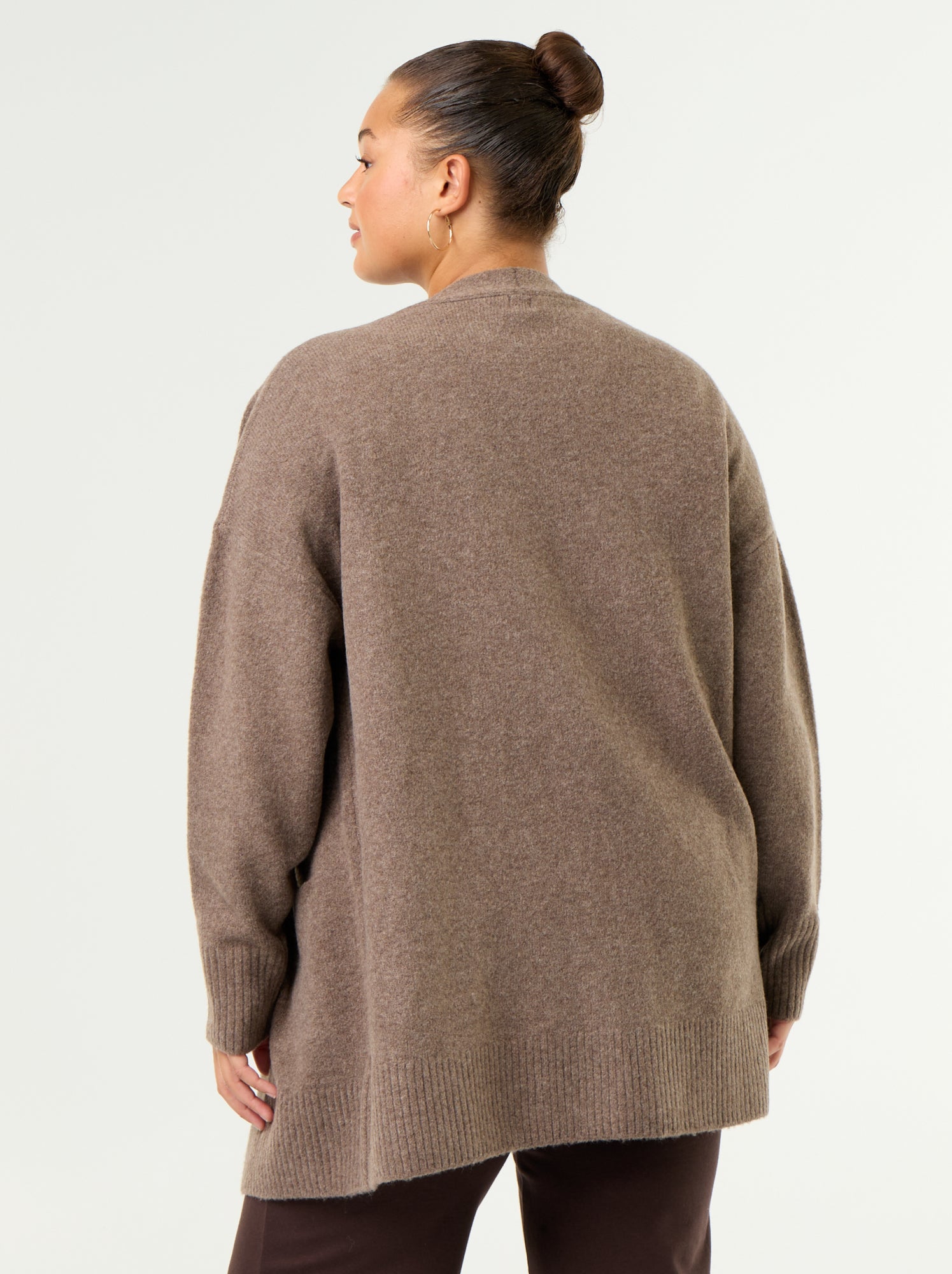 Gilet long ouvert - Marron