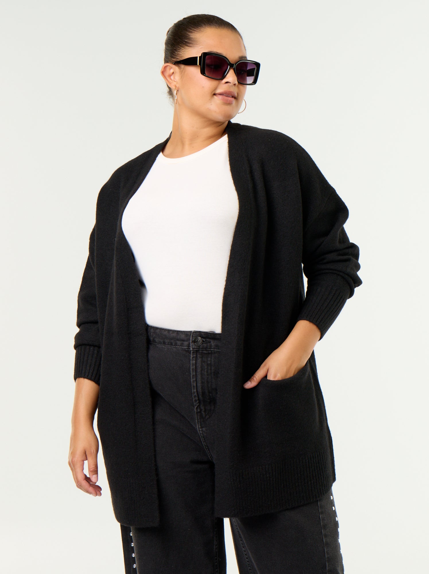 Gilet long ouvert - Noir