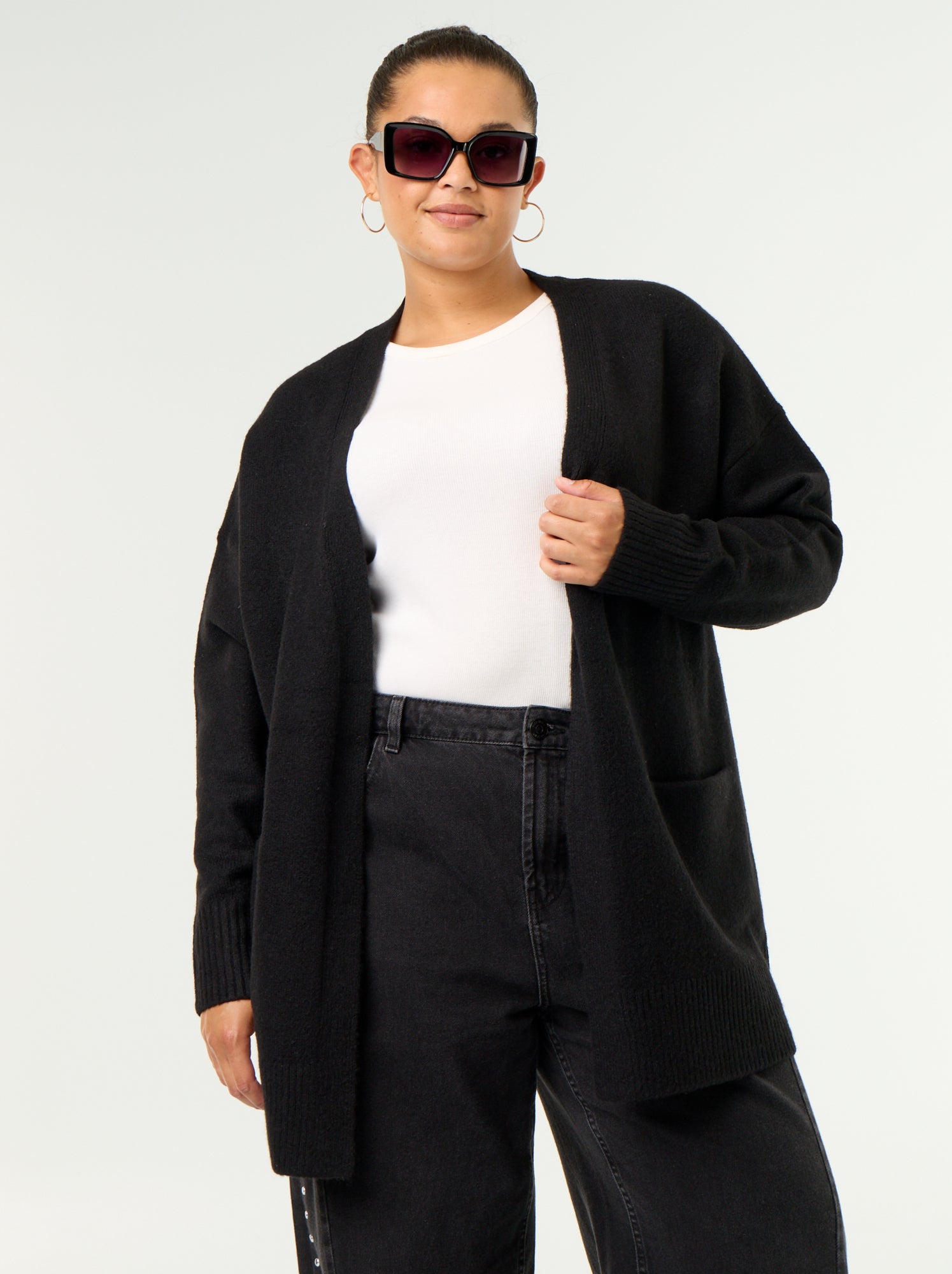 Gilet long ouvert - Noir