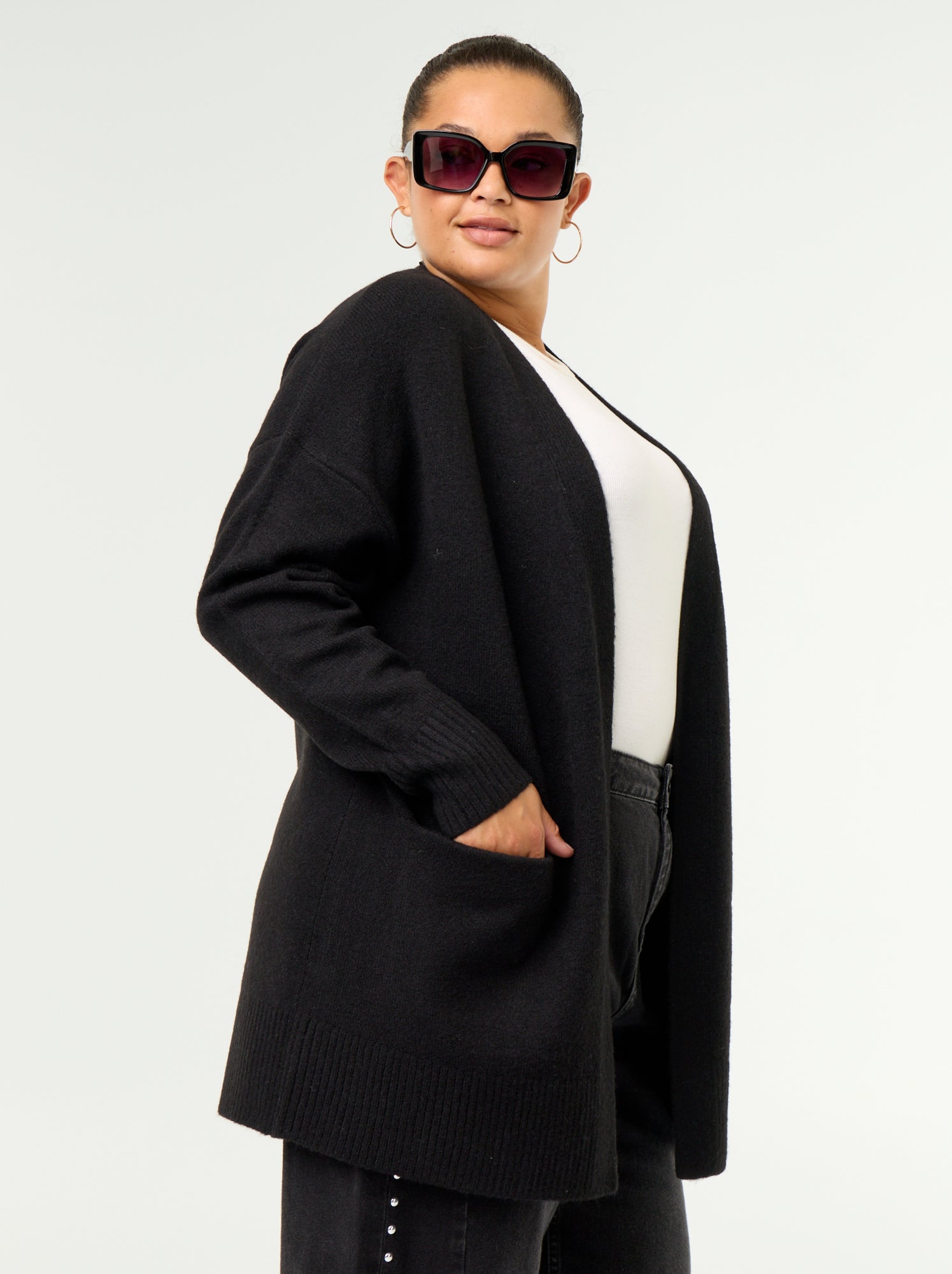 Gilet long ouvert - Noir