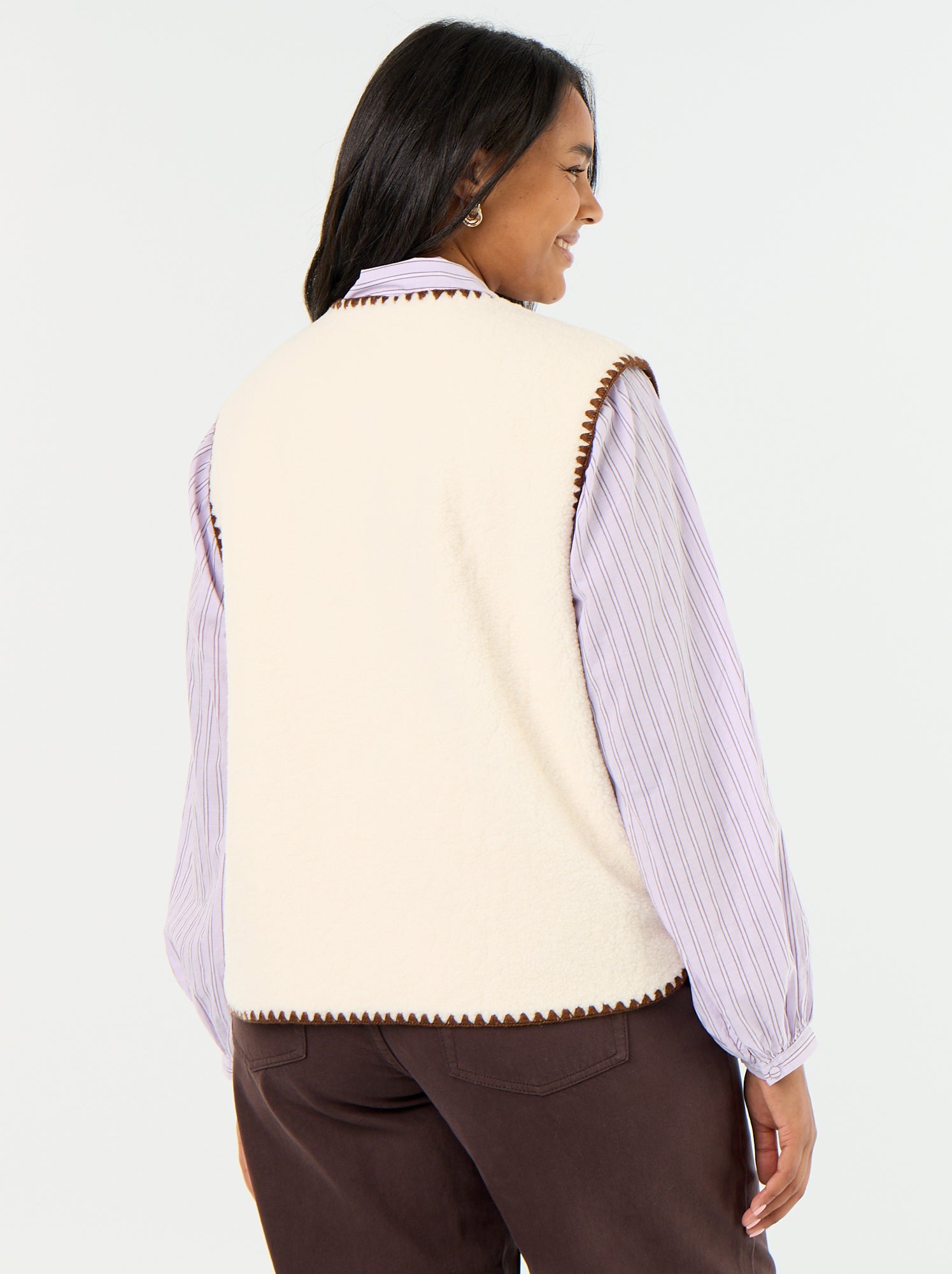 Gilet moutonné sans manches - Beige