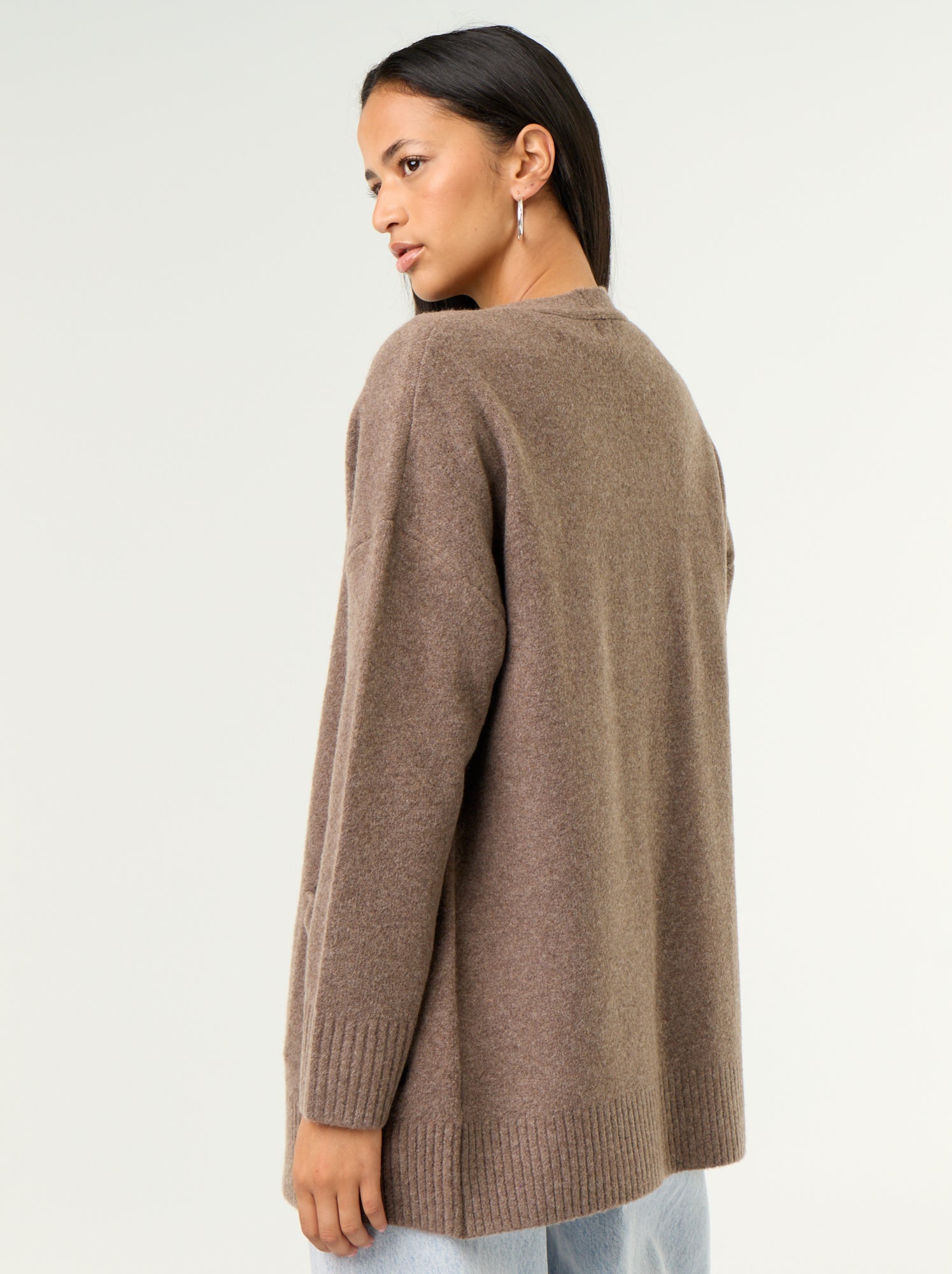Gilet ouvert uni avec 2 poches plaquées - Marron