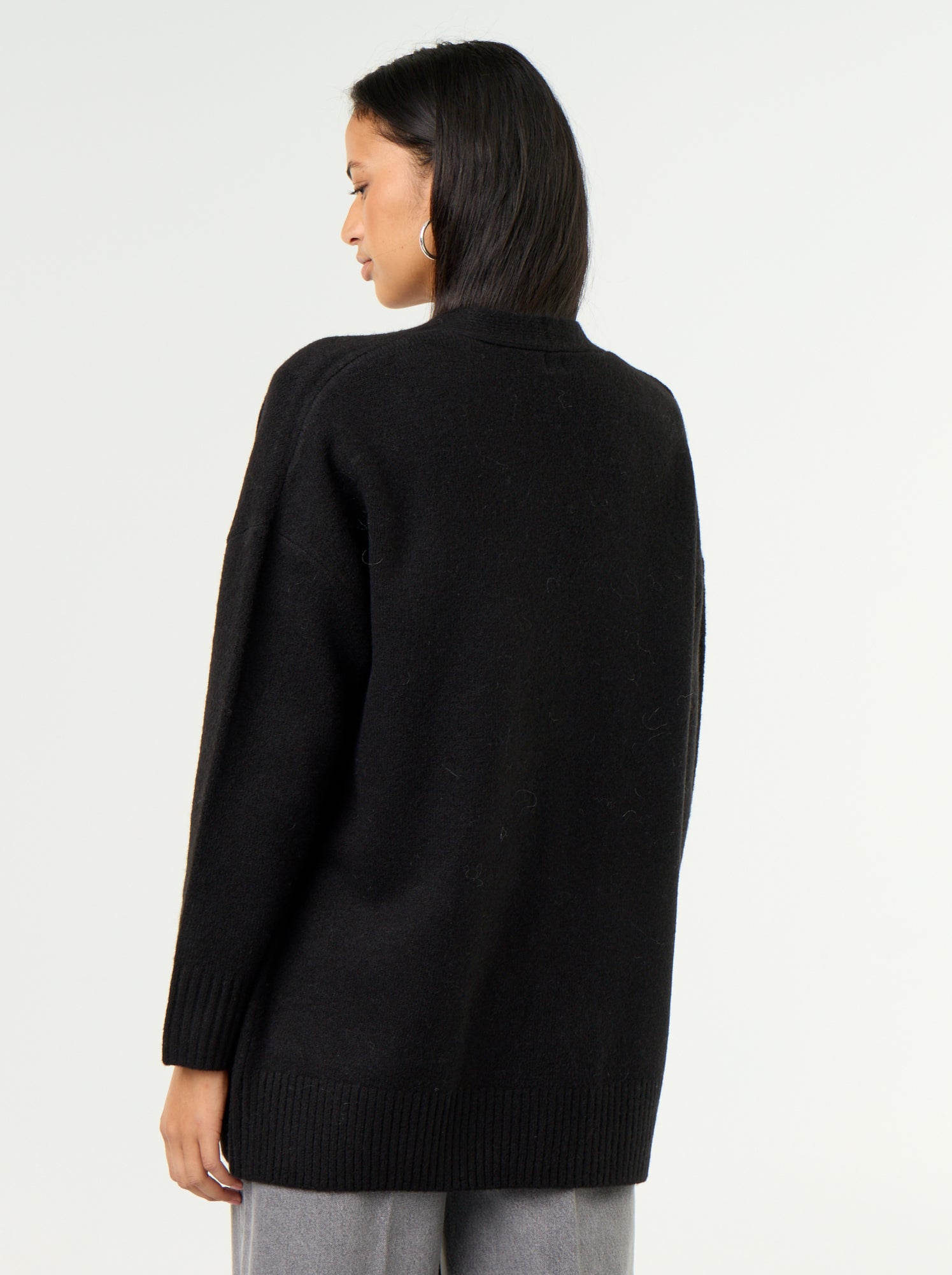 Gilet ouvert uni avec 2 poches plaquées - Noir