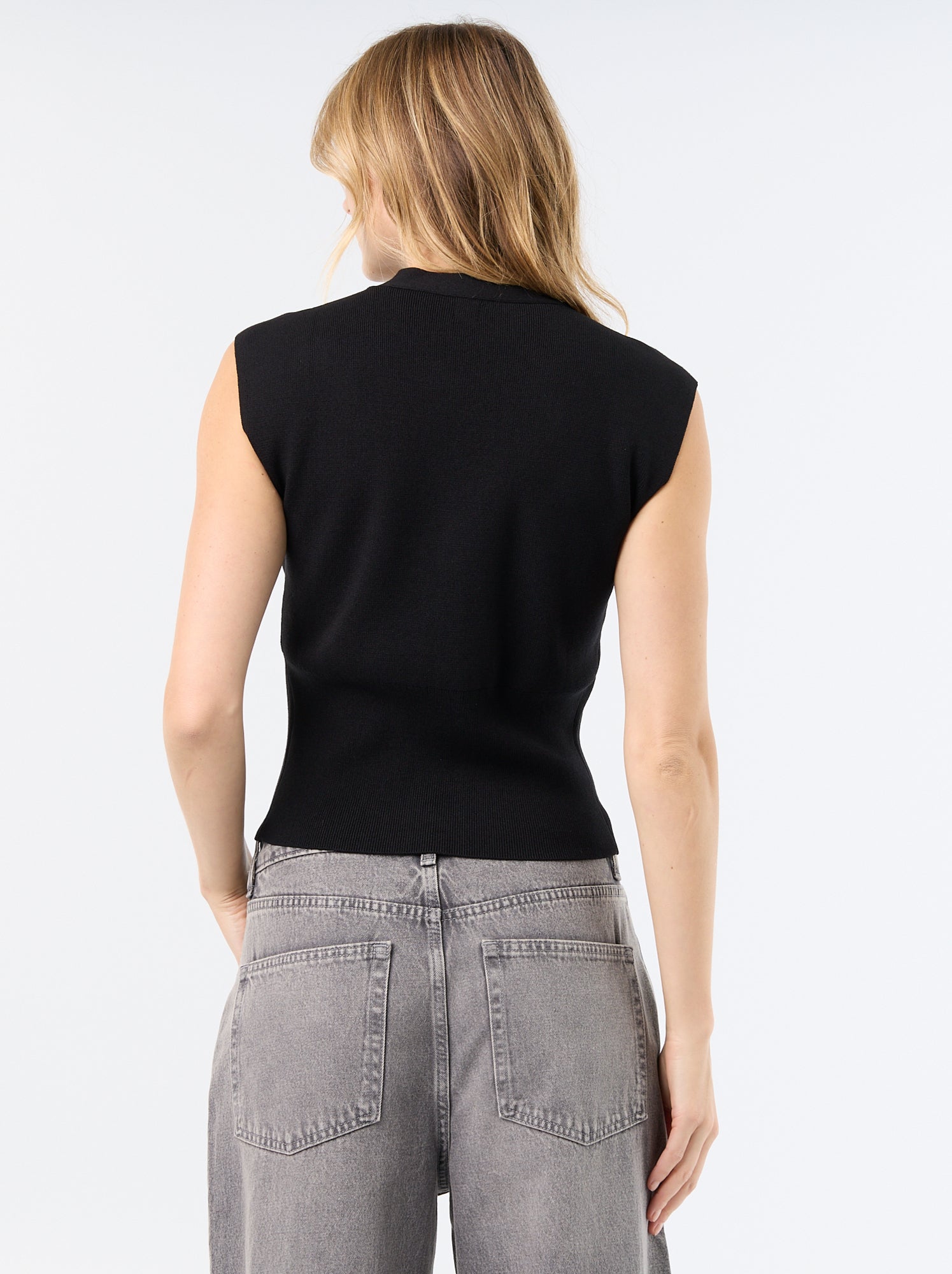 Gilet sans manches avec boutons dorés - Noir