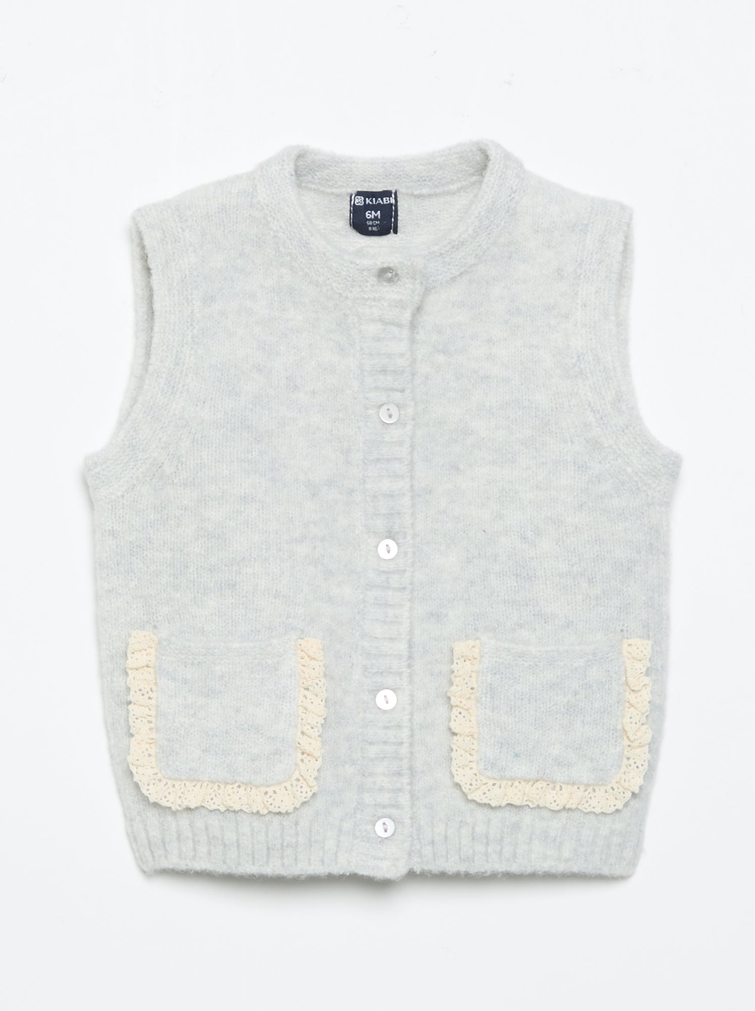 Gilet sans manches avec poches brodées - Gris