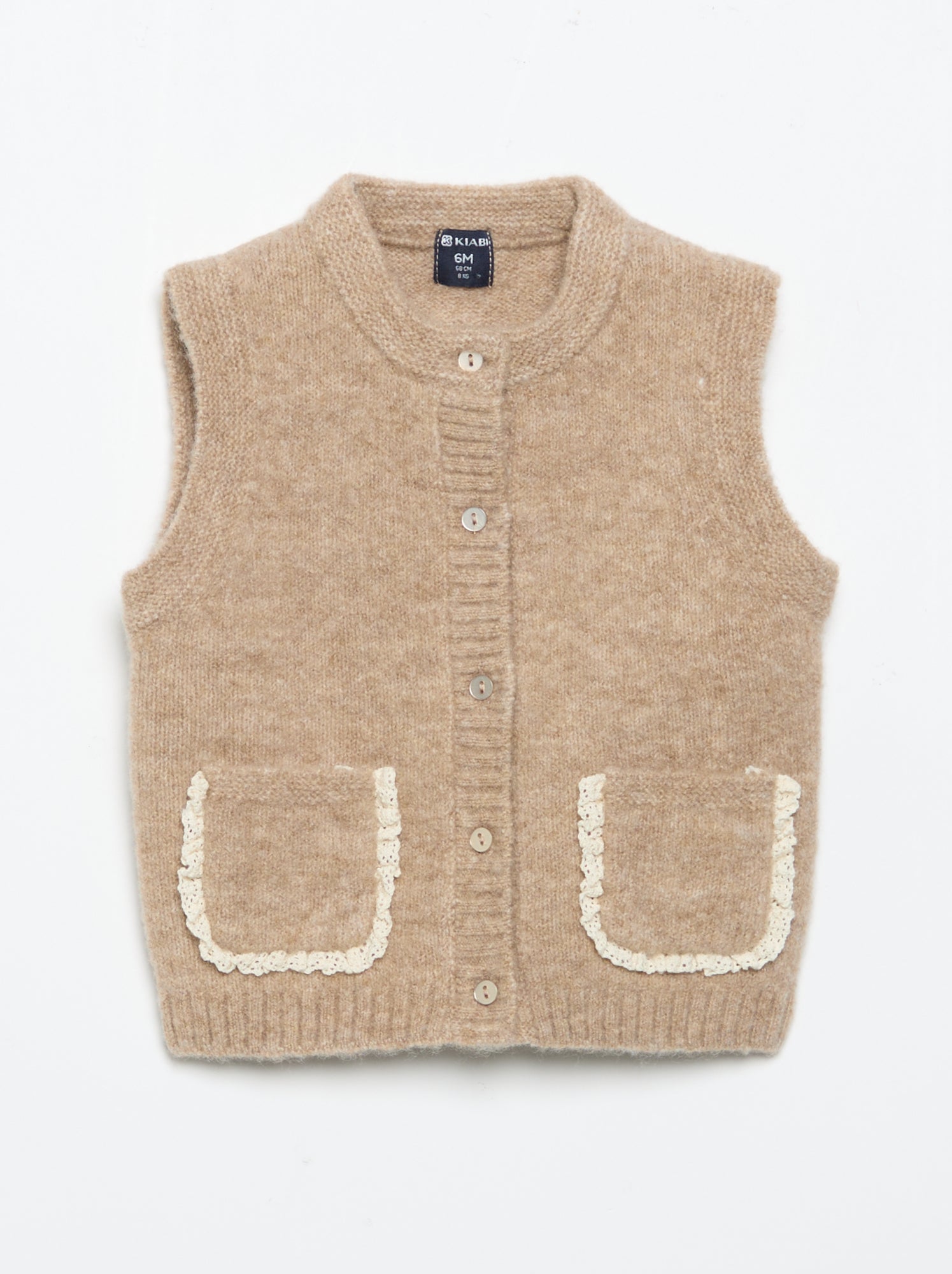 Gilet sans manches avec poches brodées - Marron