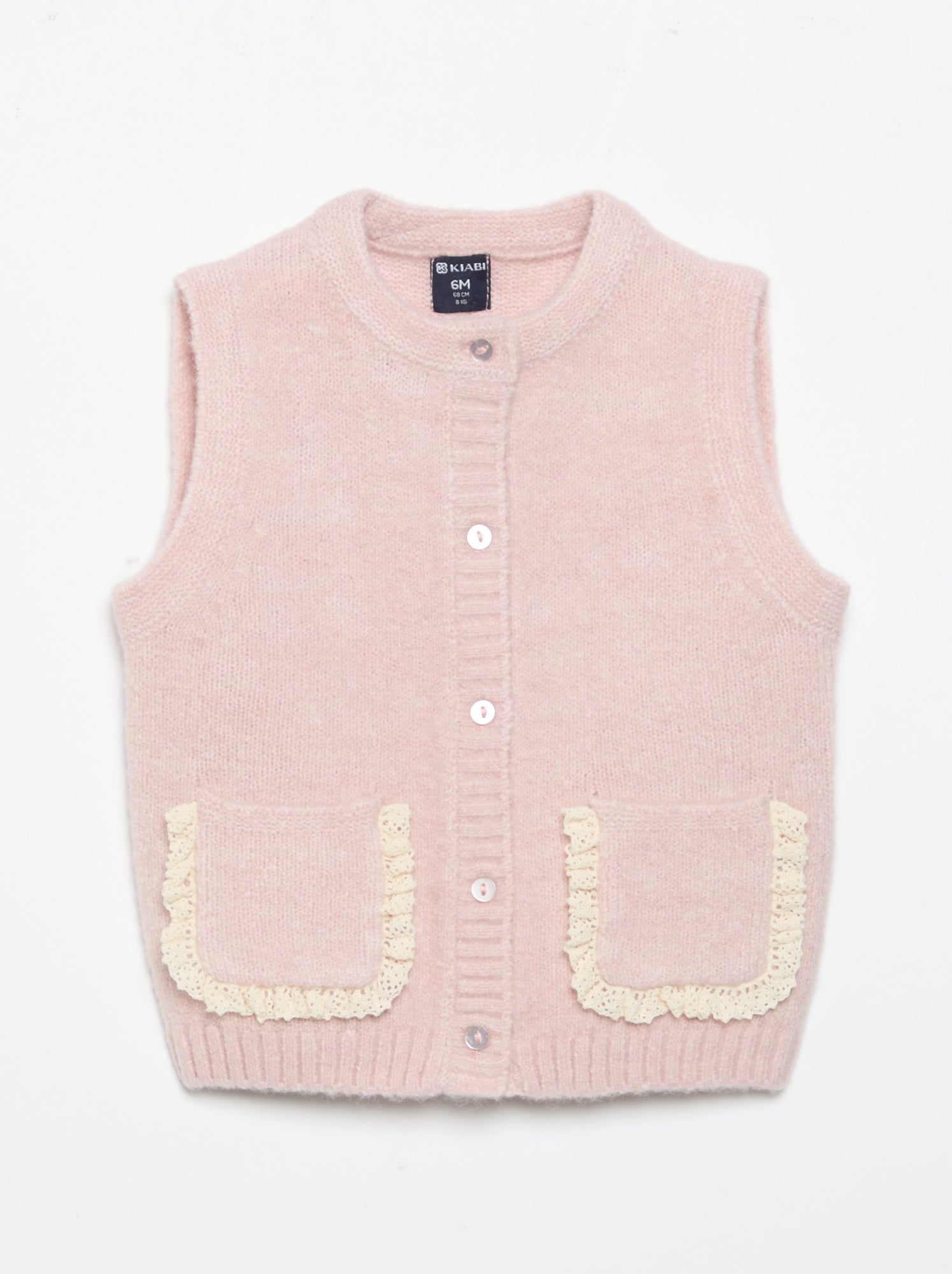Gilet sans manches avec poches brodées - Rose