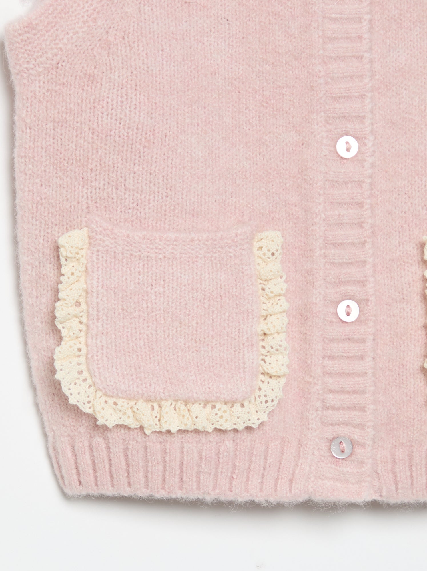 Gilet sans manches avec poches brodées - Rose