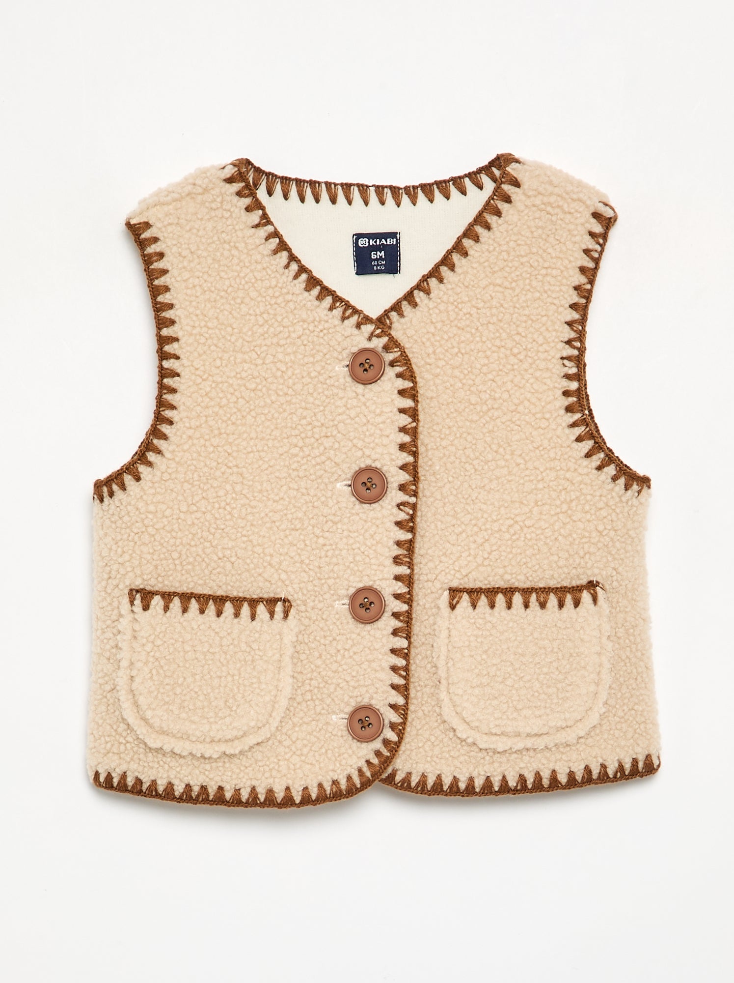 Gilet sans manches effet moutonné - Beige