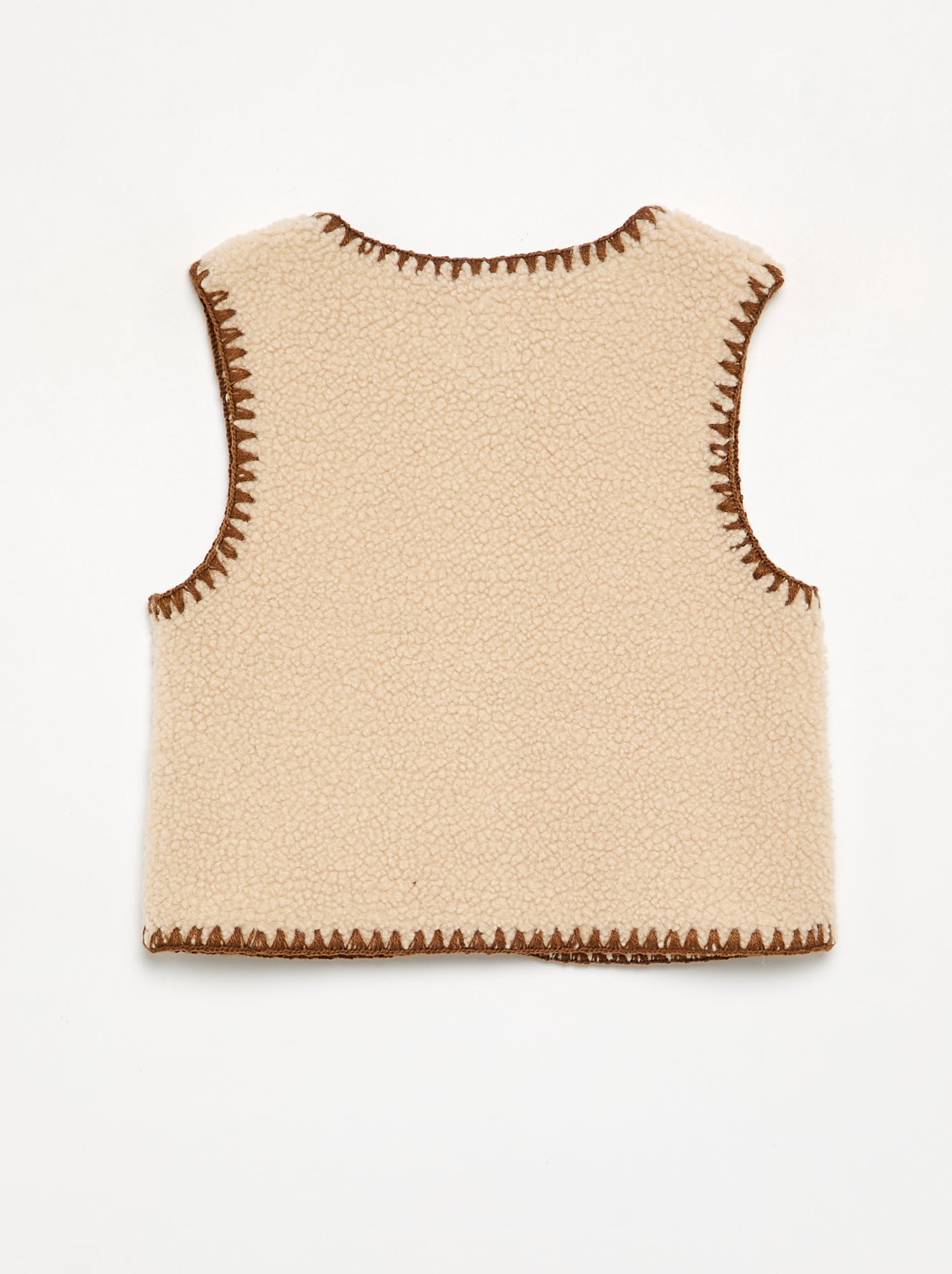 Gilet sans manches effet moutonné - Beige